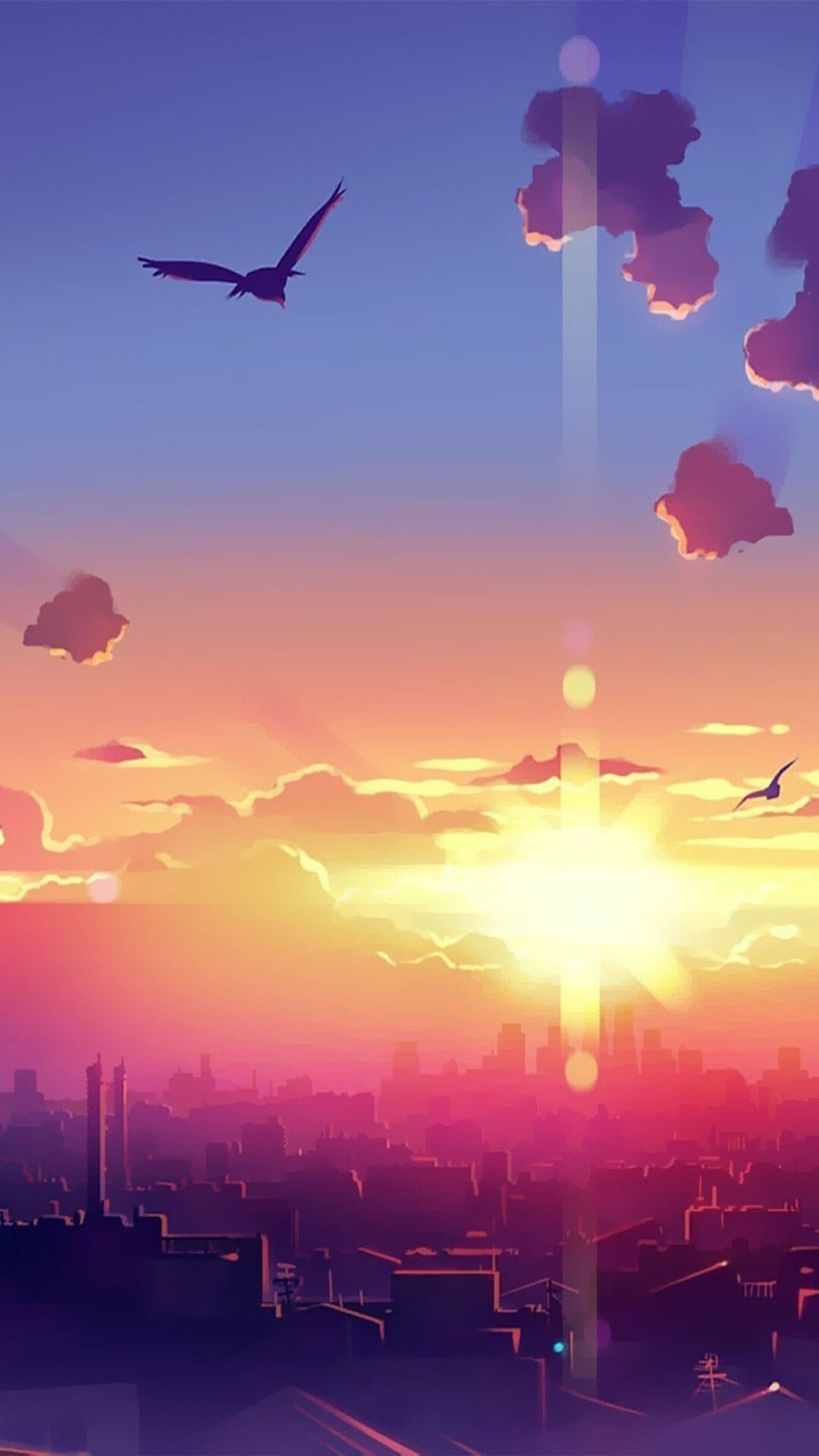 Sunrise: The rising sun, Cityscape. 1080x1920 Full HD Wallpaper.