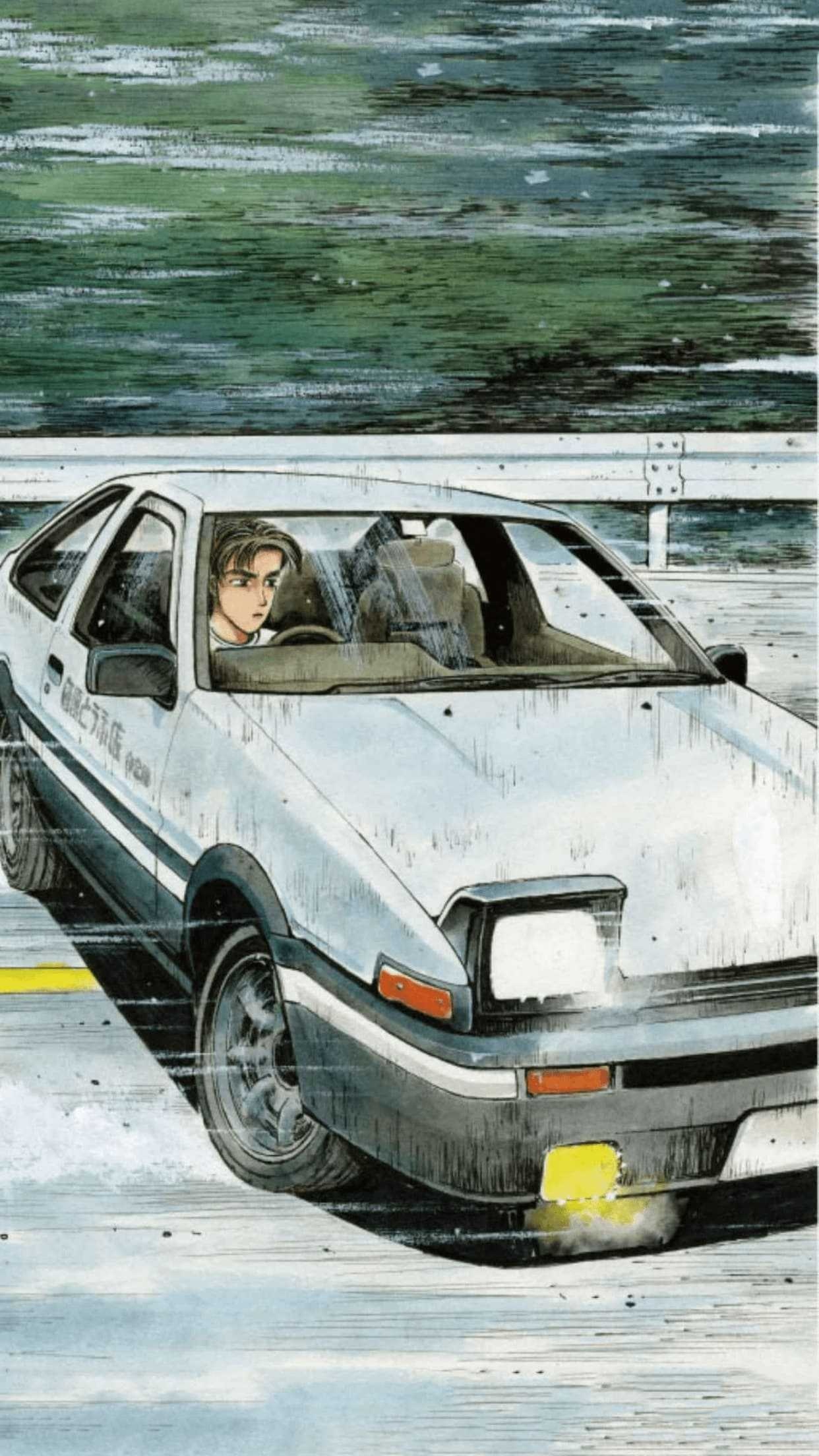 Initial D Anime, Dynamic backgrounds, Racing vibes, Manga-inspired, 1250x2210 HD Phone