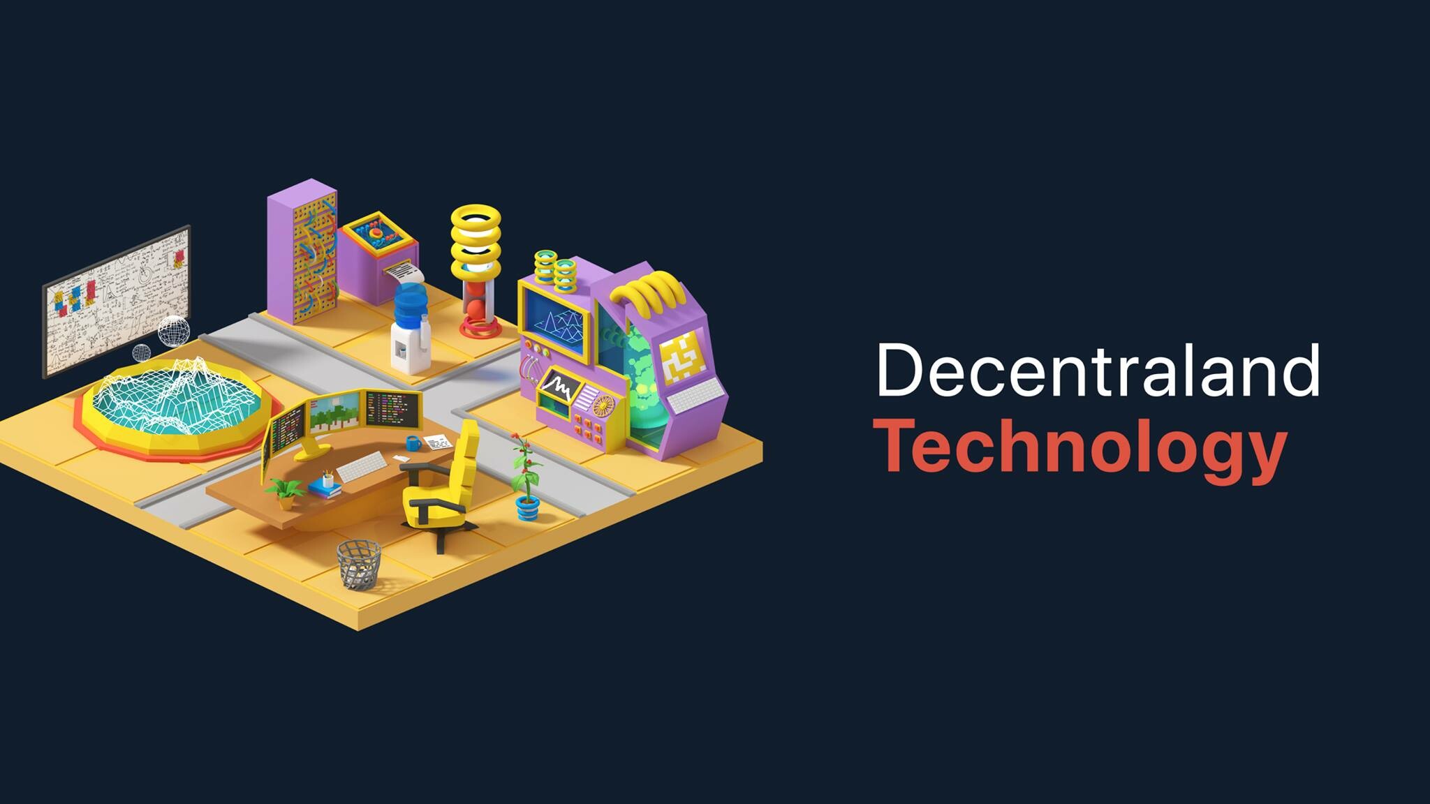 Decentraland: A virtual real-estate company purchased a plot of land for $2.43 million in November 2021. 2050x1160 HD Background.