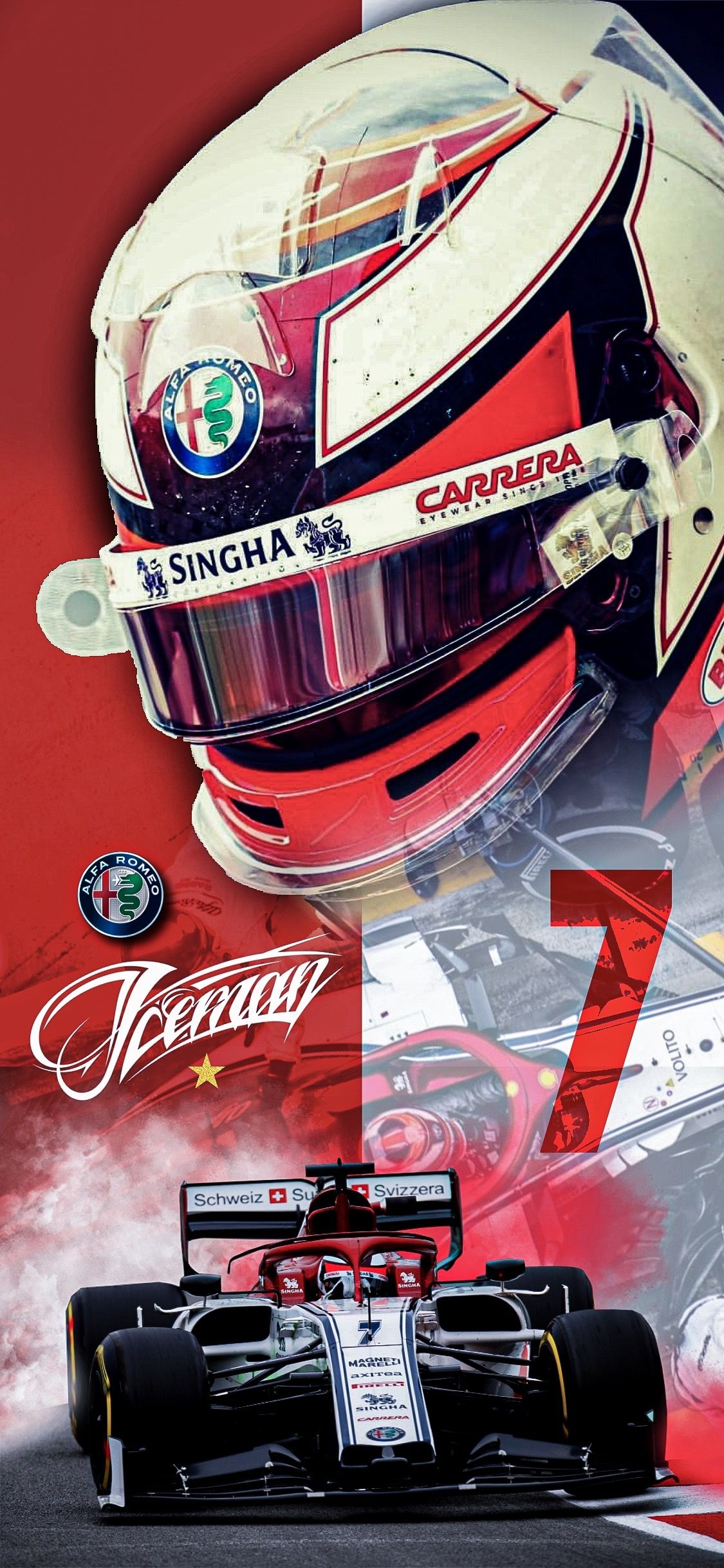 Kimi Raikkonen, Formula 1 wallpaper, Striking iPhone background, Motorsport art, 1130x2440 HD Phone