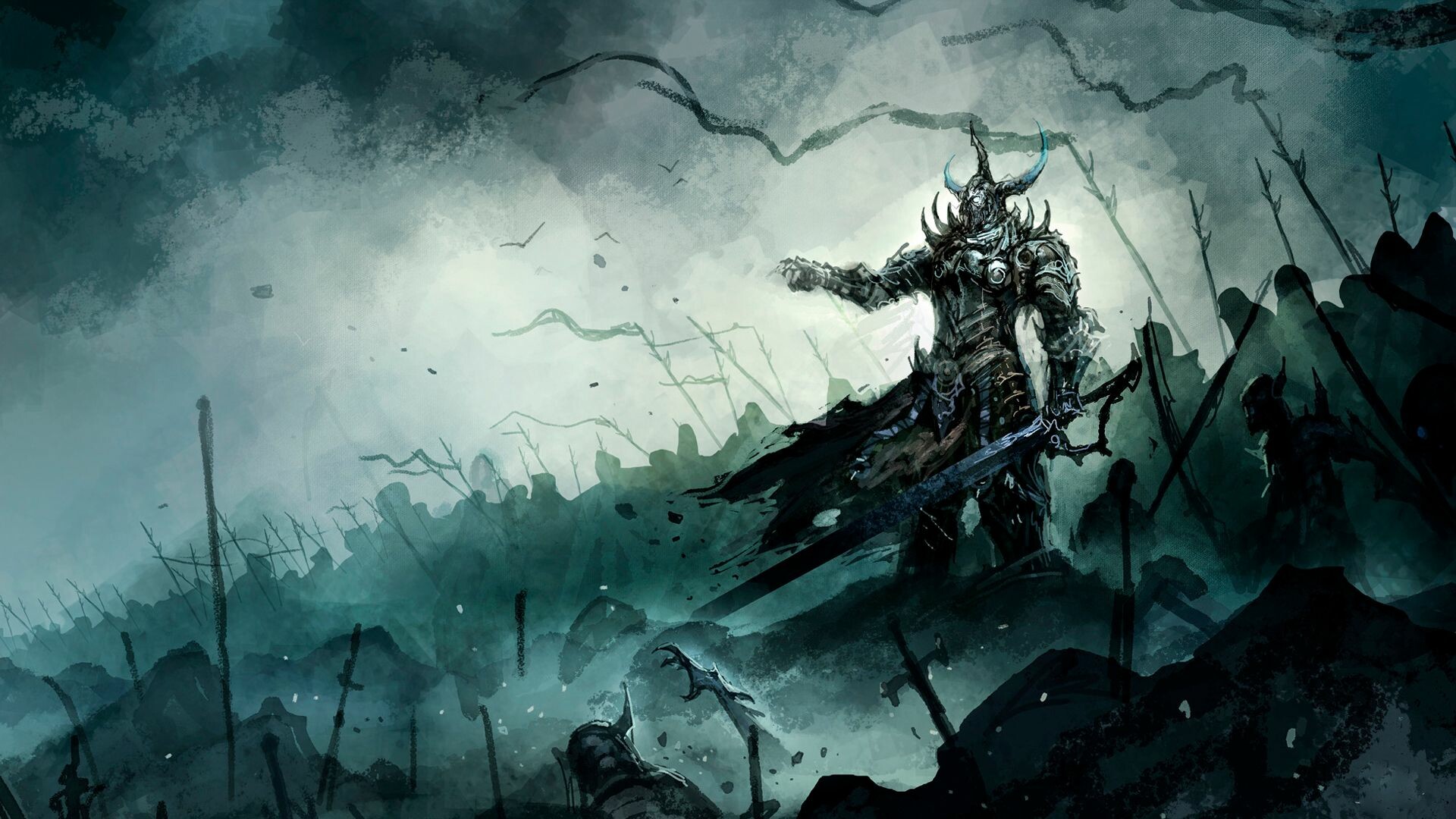 Knight: Demon, The Skeleton Lord, Fantasy. 1920x1080 Full HD Wallpaper.
