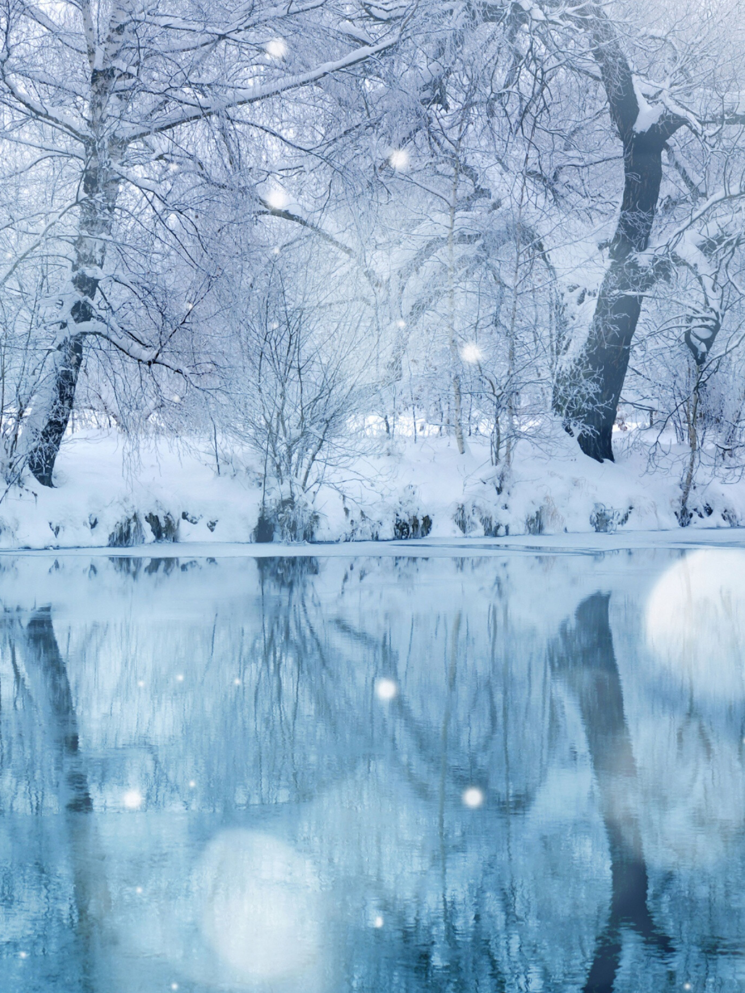 Snowfall: Winter, A weather condition involving crystallized precipitation. 1540x2050 HD Background.