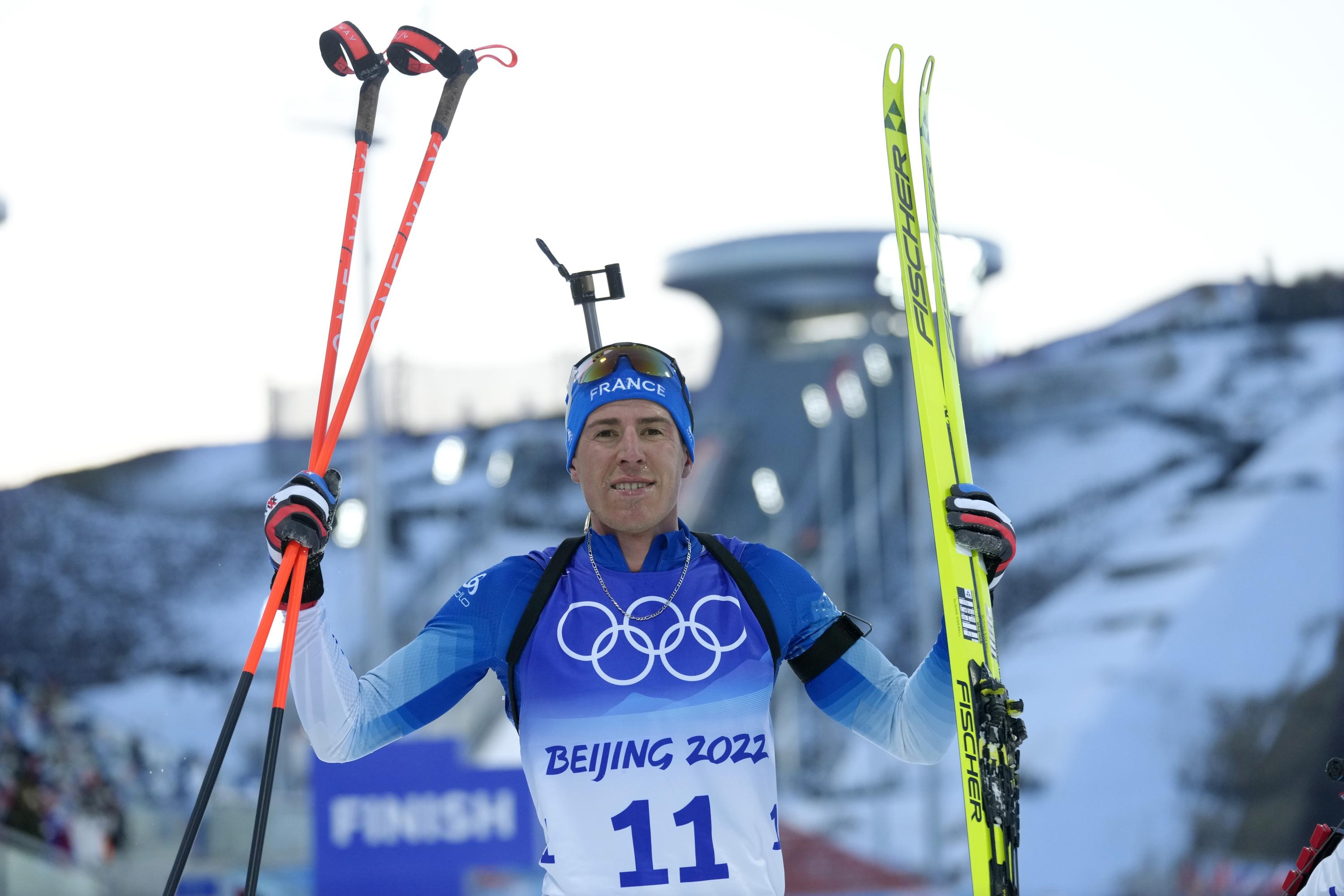 Quentin Fillon Maillet, Biathlon gold, Olympic triumph, AP news, 3000x2000 HD Desktop