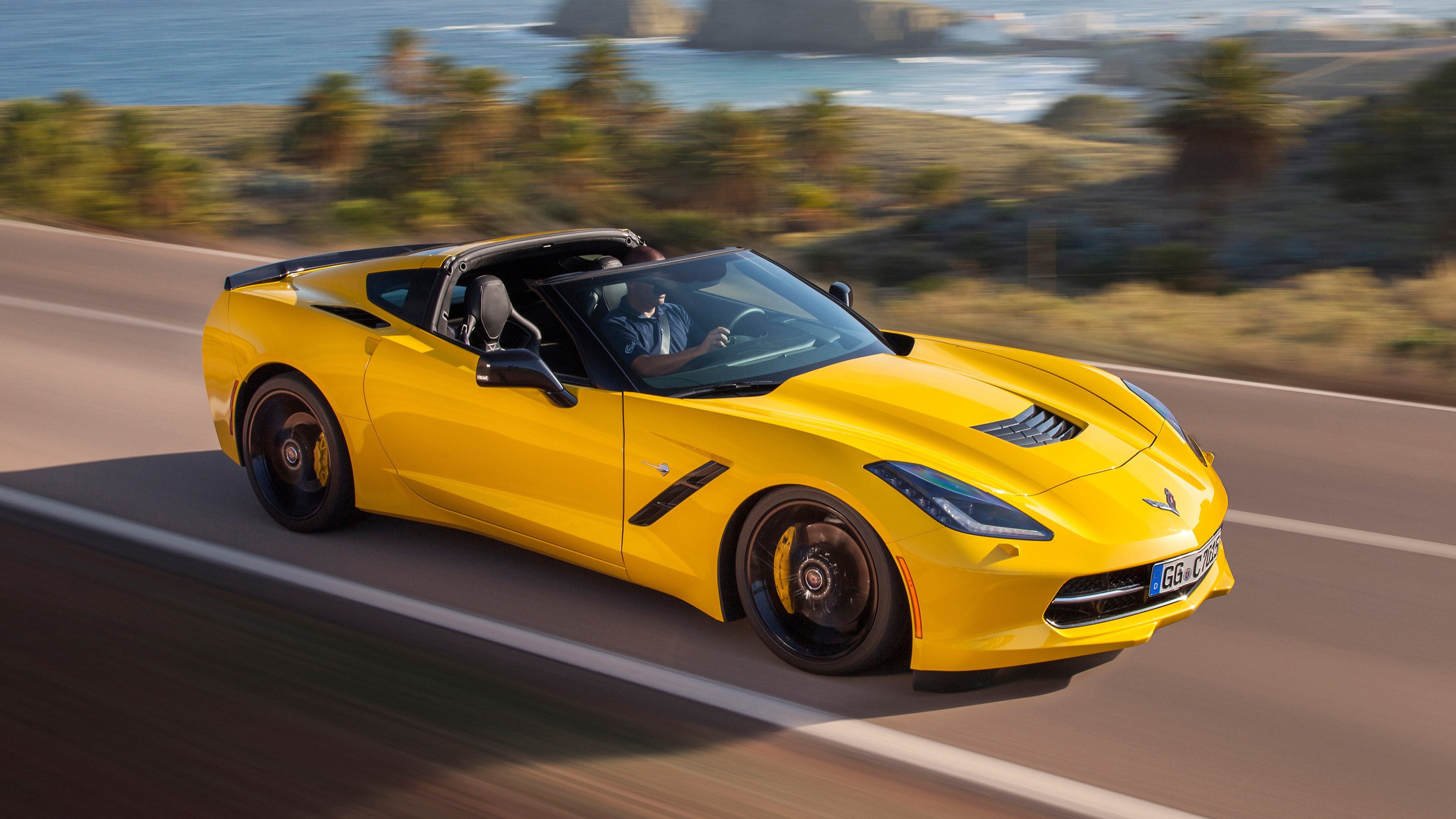 Corvette: ZR1 C7 two-door convertible, Cabriolet version, Sports car for traveling, West Coast of the US. 3840x2160 4K Wallpaper.