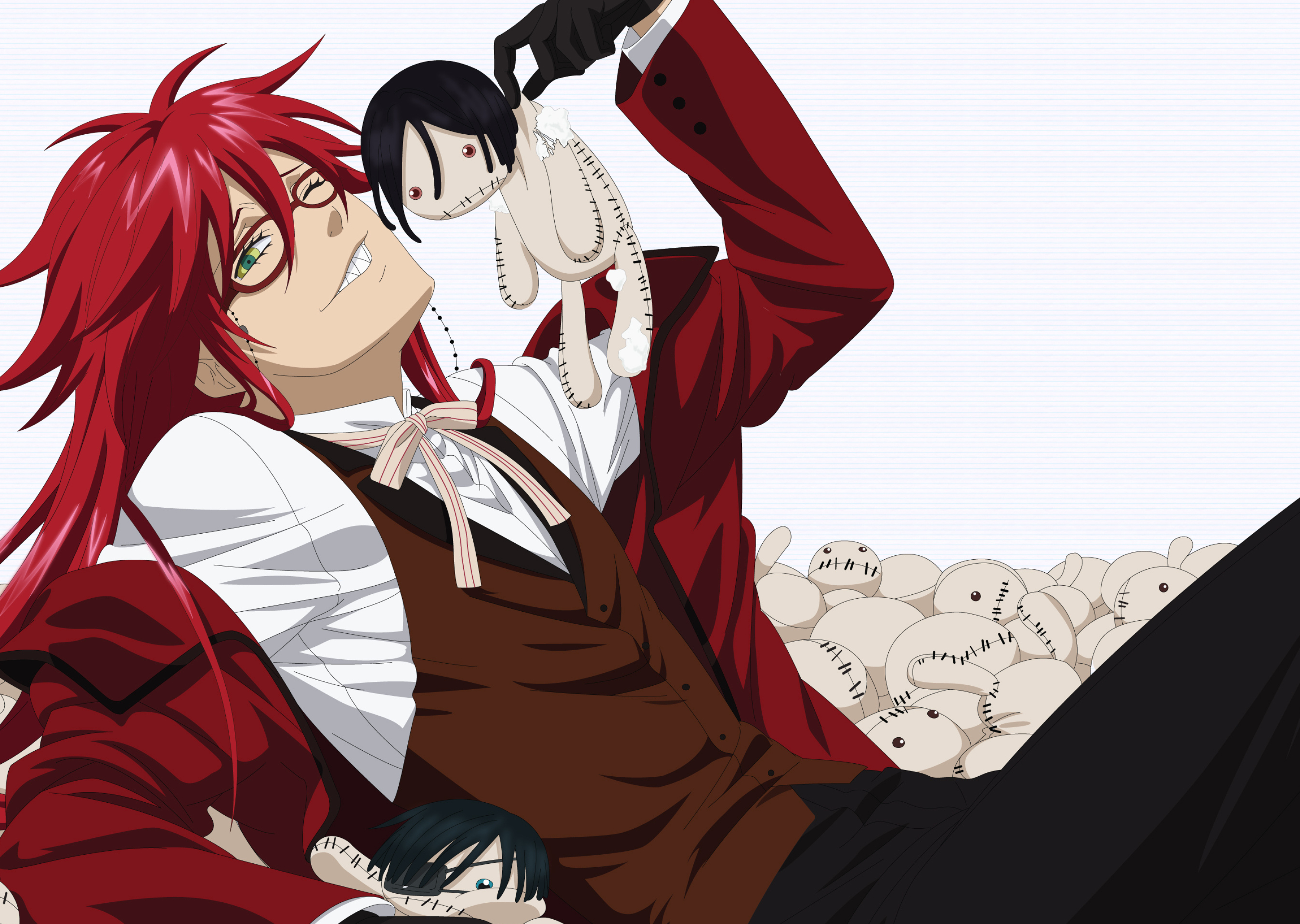 Grell Sutcliff: Grelle, A Grim Reaper who initially worked as Madam Red's butler. 3000x2140 HD Background.