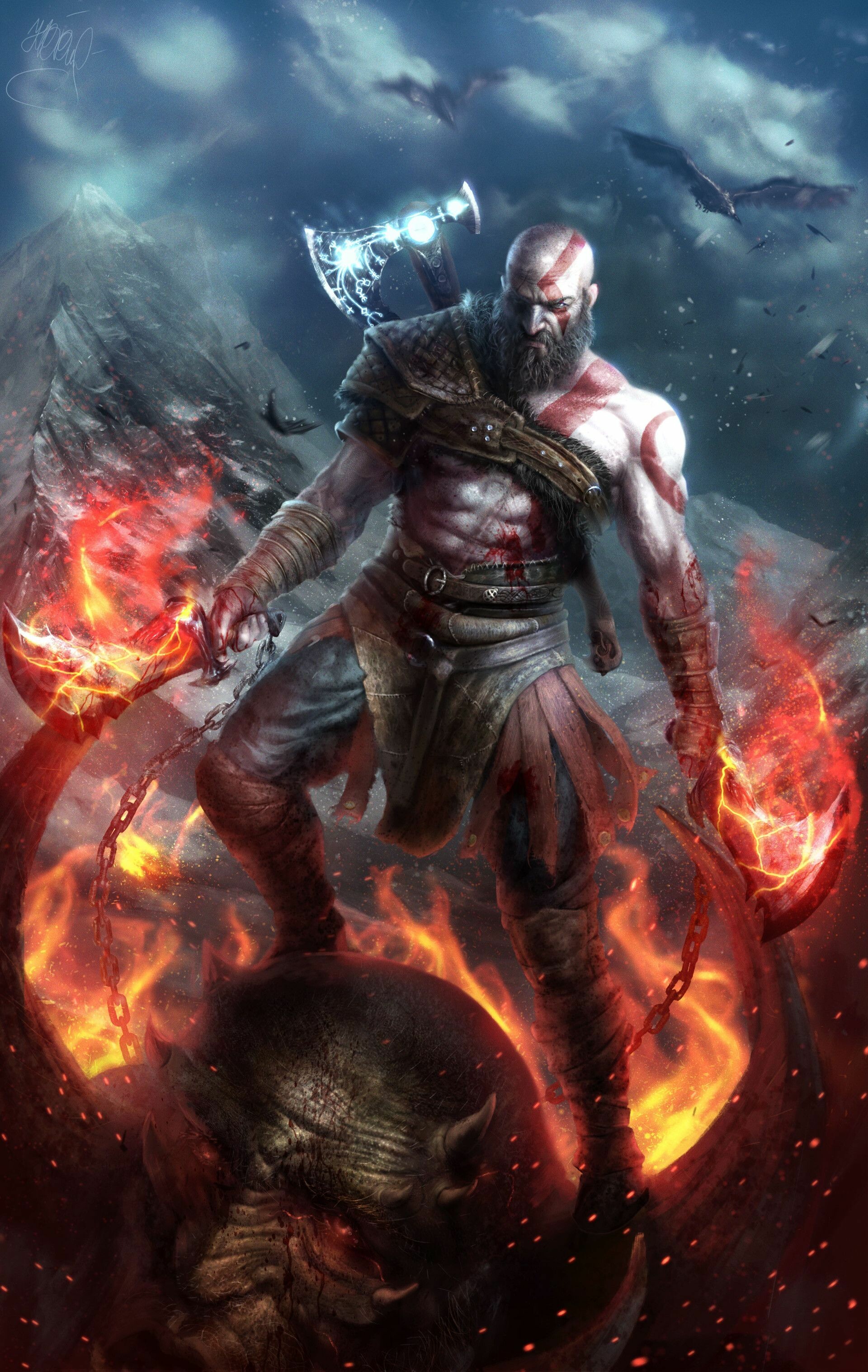 God of War: Ragnarok: Kratos, Players battle Norse mythological foes. 1920x3040 HD Background.