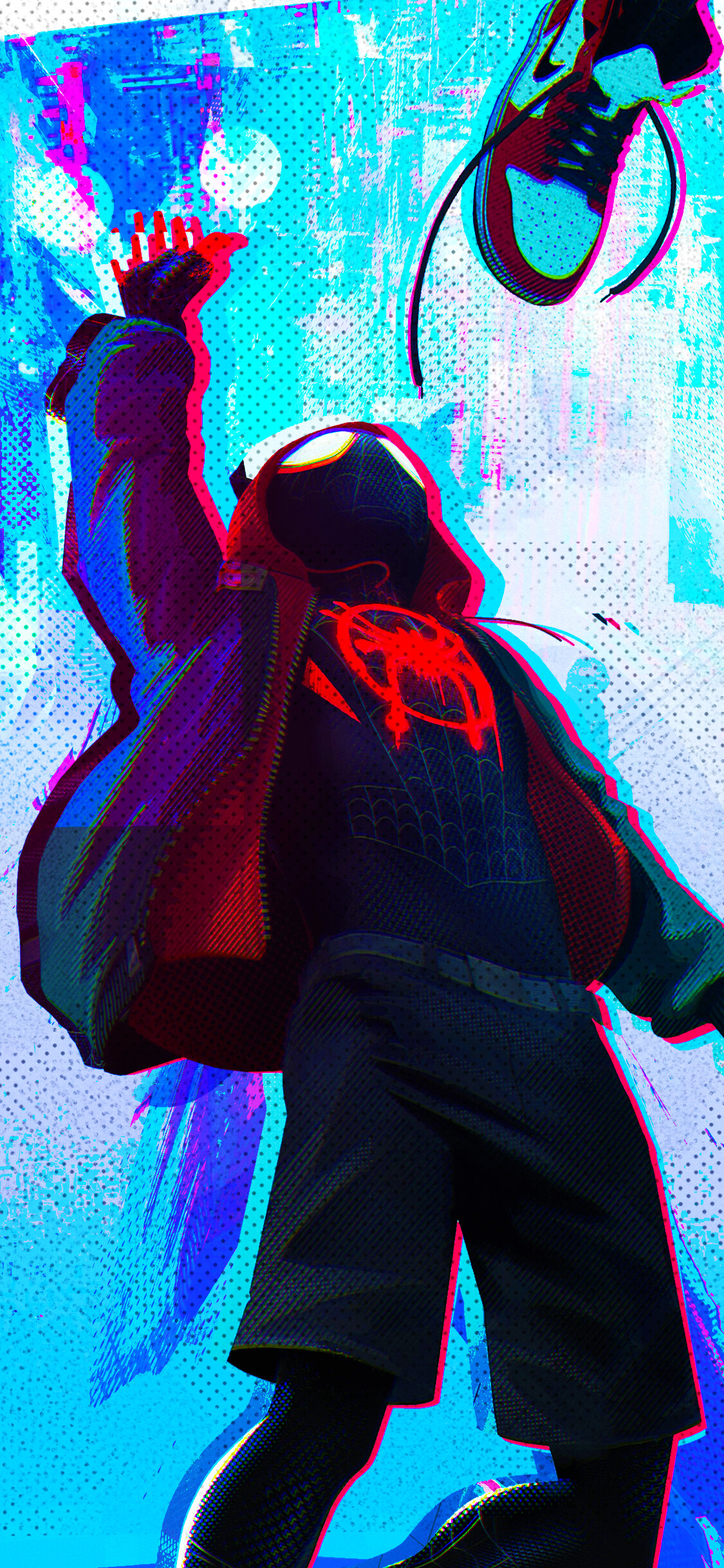 Spider-Man: Across the Spider-Verse - Part One: The film's story follows Miles Morales as he becomes the new superhero. 1130x2440 HD Background.