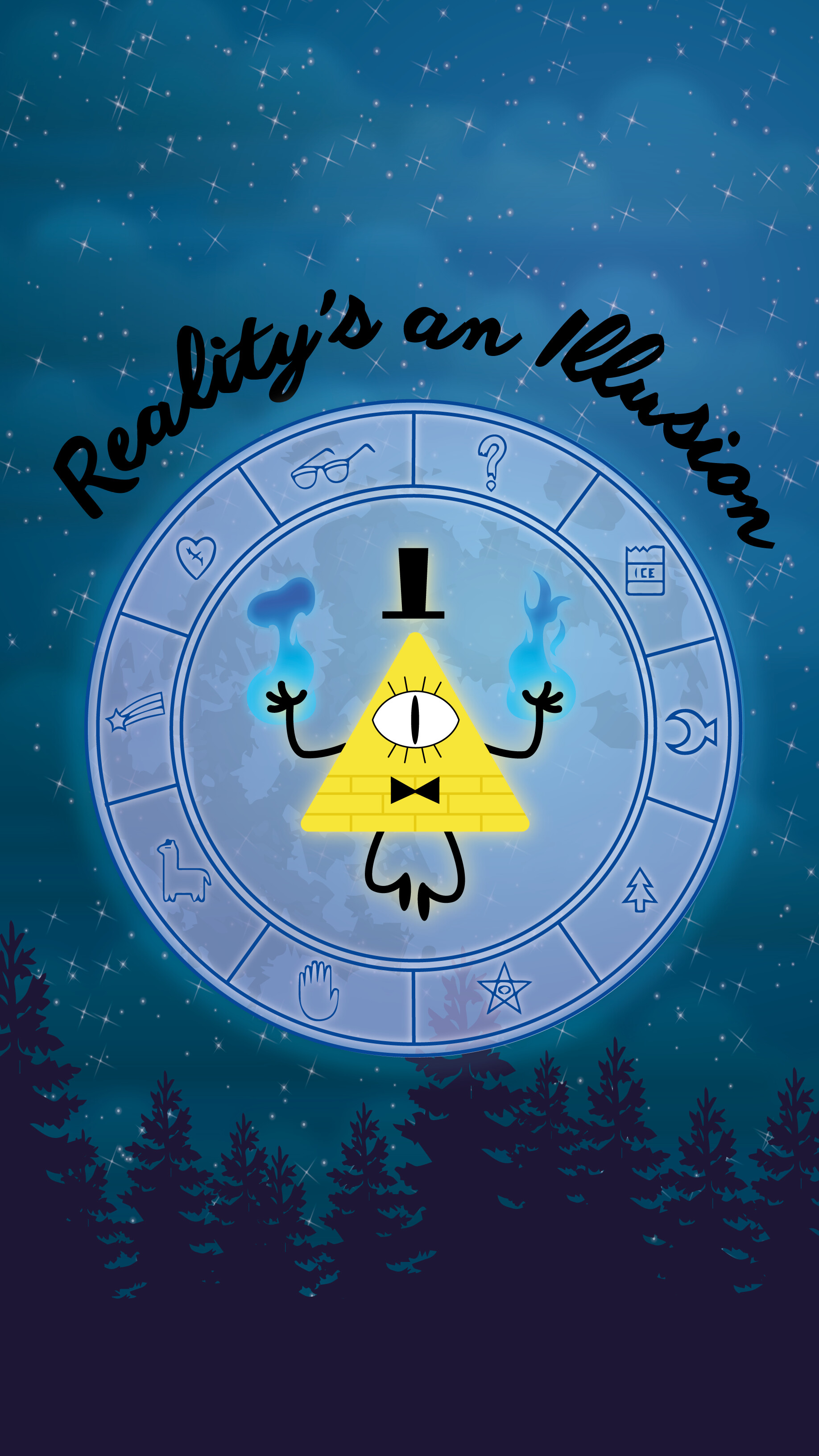 Gravity Falls: Bill Cipher, Resembles a one-eyed yellow triangle superficially similar to the Eye of Providence. 1840x3270 HD Wallpaper.