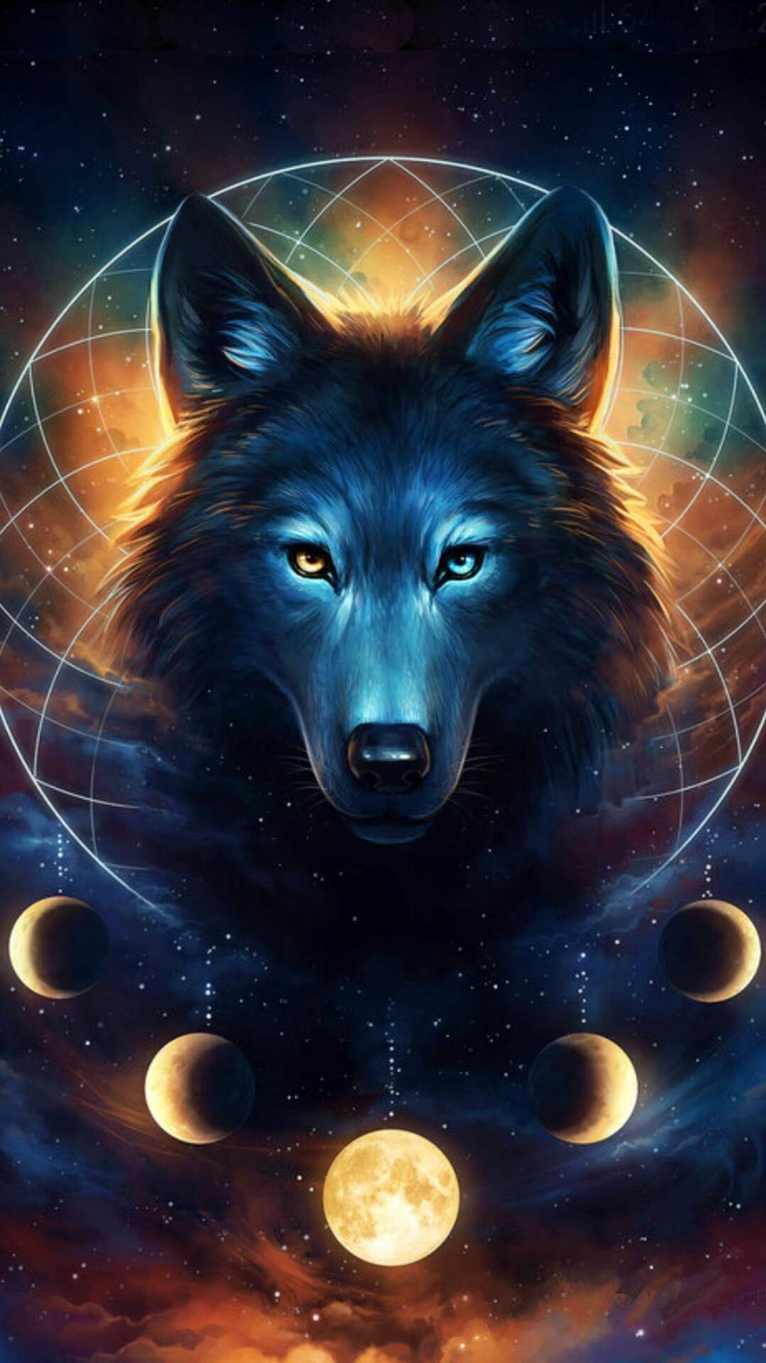 Wolf: Terrestrial animal, Illustration, Predator. 1080x1920 Full HD Wallpaper.