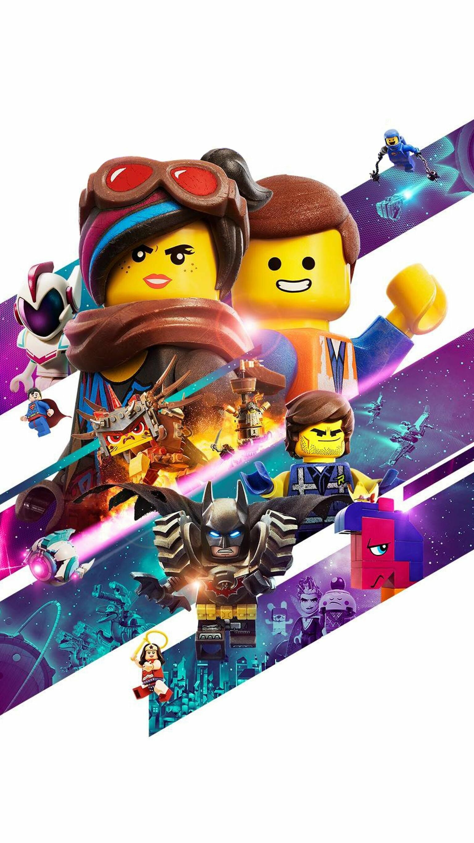 The Lego Movie: Emmet, Lucy, known as Wyldstyle, Figures. 1540x2740 HD Wallpaper.