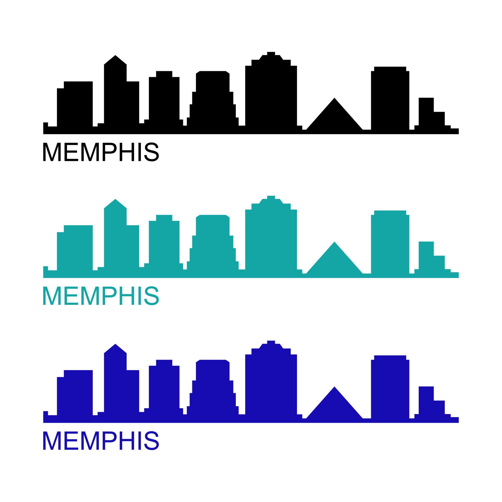 Memphis Skyline, Travels, White background, Vector art, 1920x1920 HD Phone