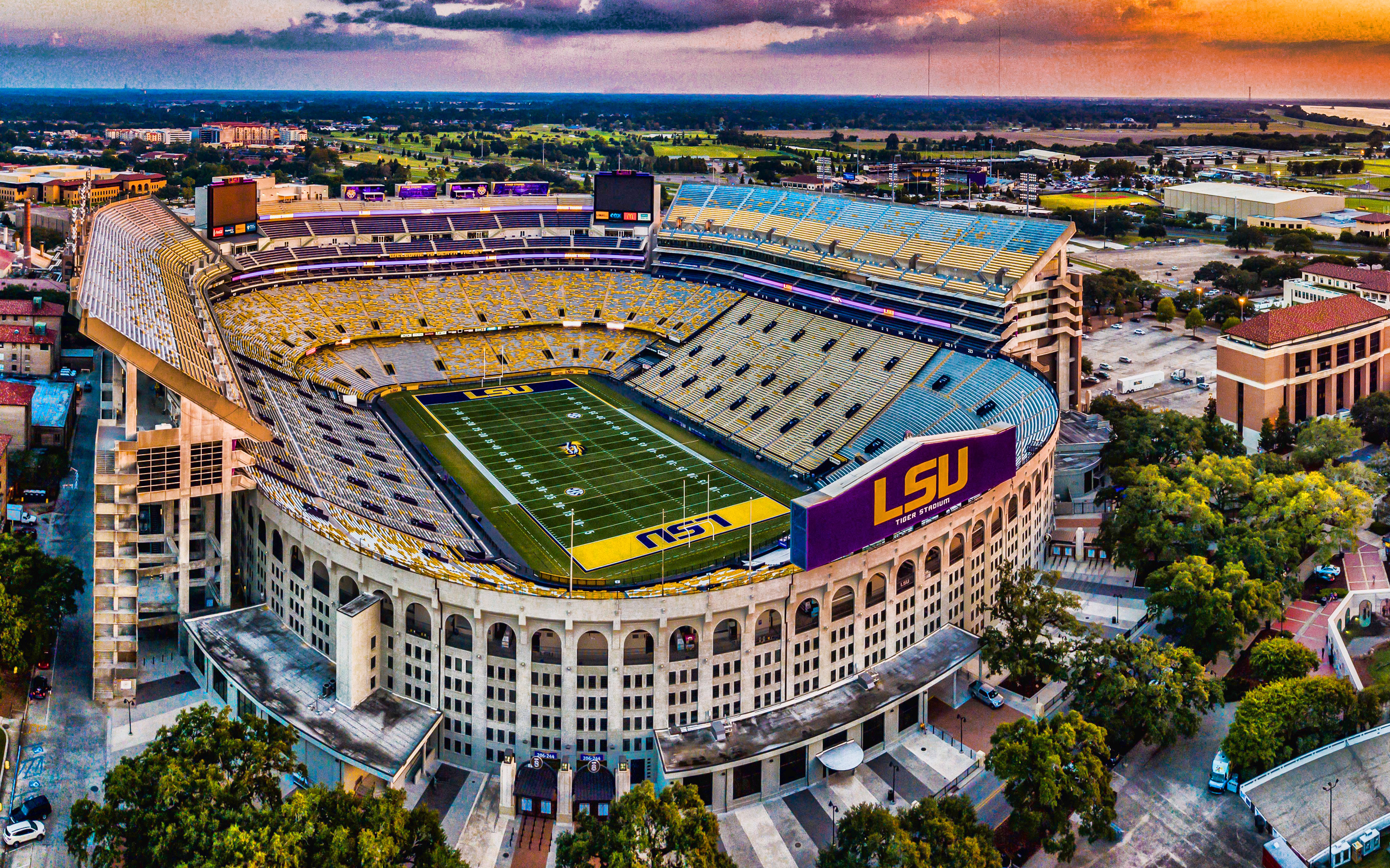 Tiger Stadium, Louisiana State University, Baton Rouge, Evening Sunset, 2880x1800 HD Desktop