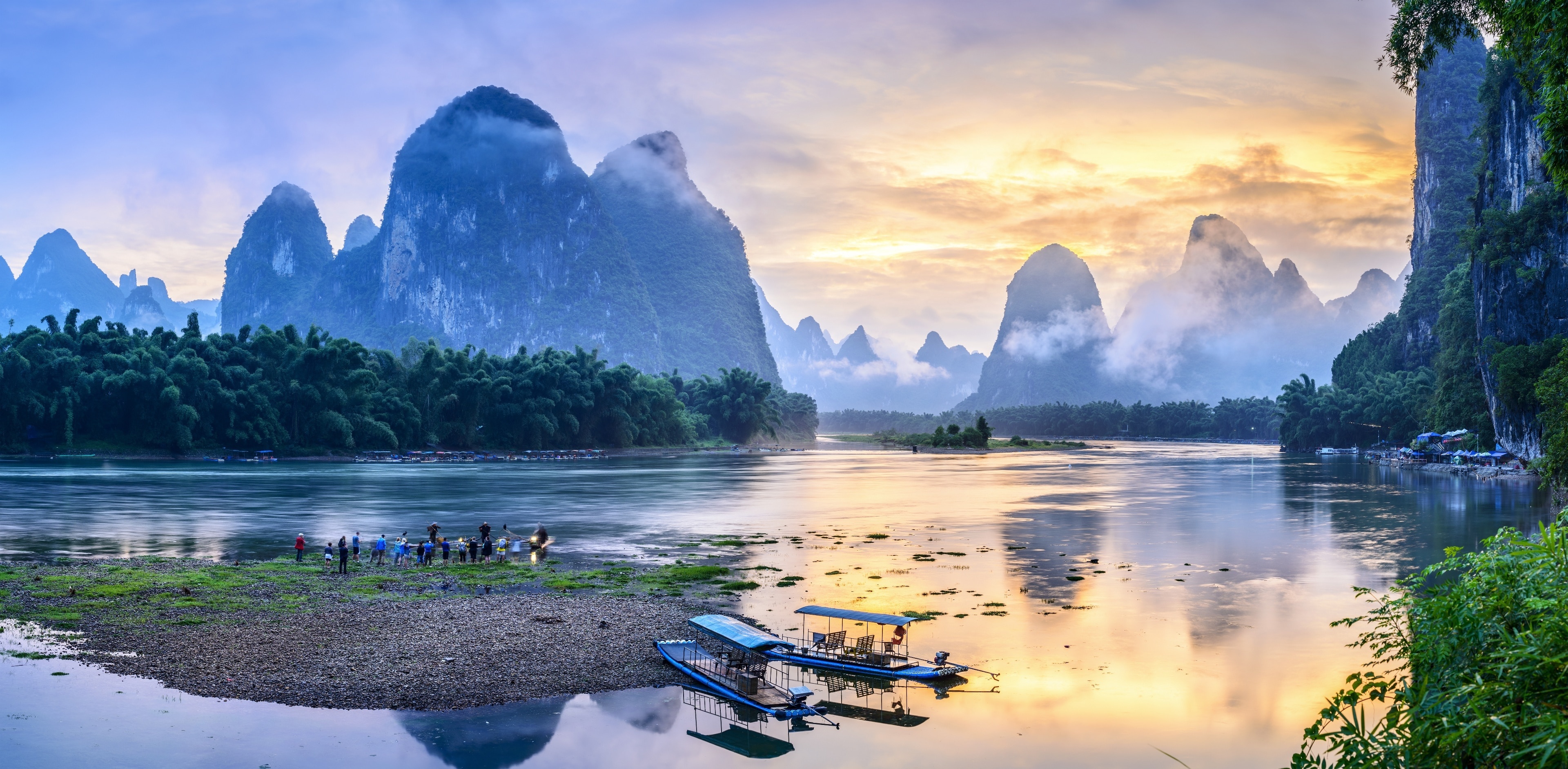 Guilin Li River National Park, Top hotels, Cancel free, Guangxi CGTN, 3840x1890 Dual Screen Desktop