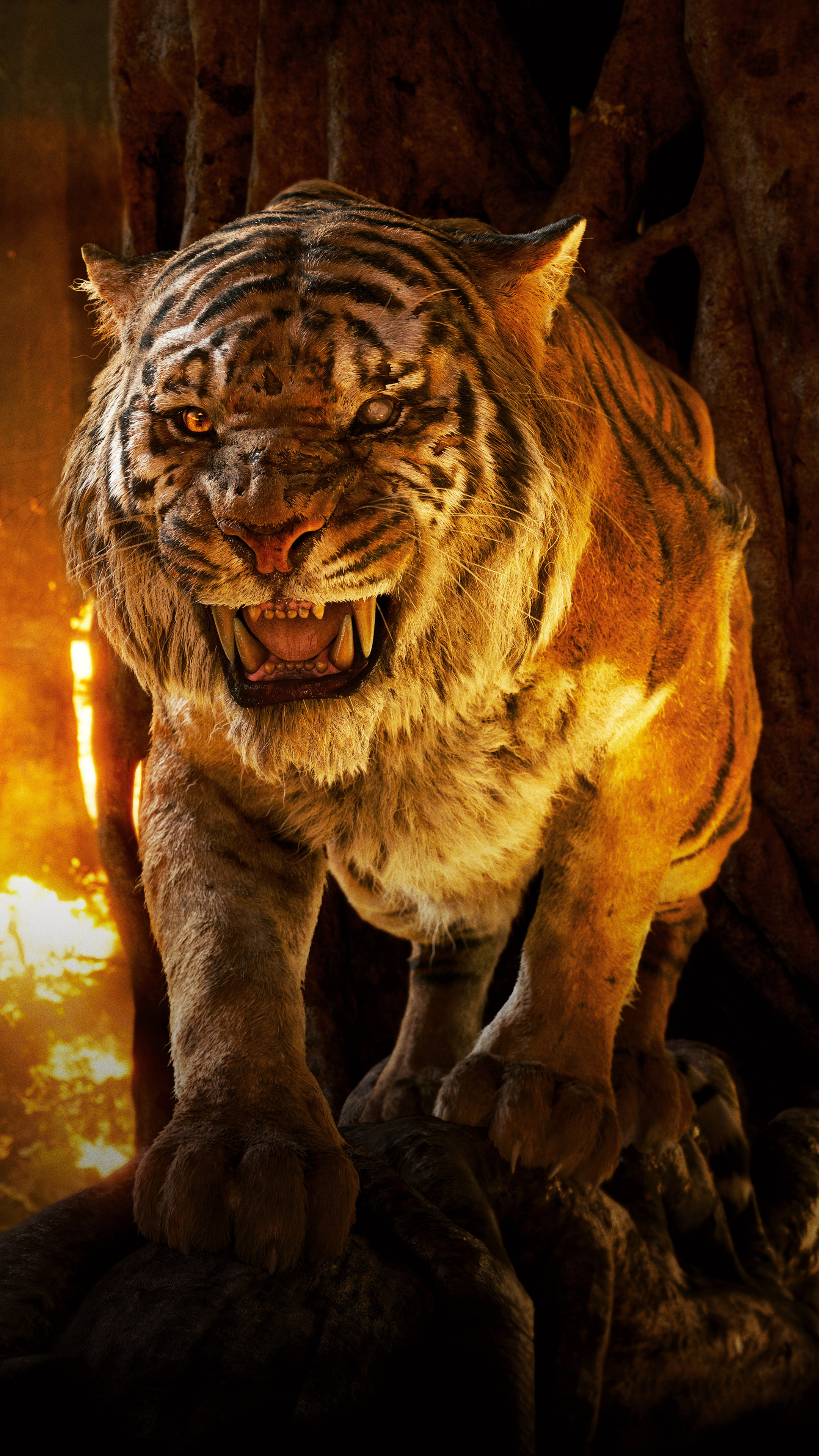 The Jungle Book (Movie), Tiger in action, Sony Xperia X XZ Z5 Premium HD 4K wallpapers, Striking visuals, 2160x3840 4K Phone