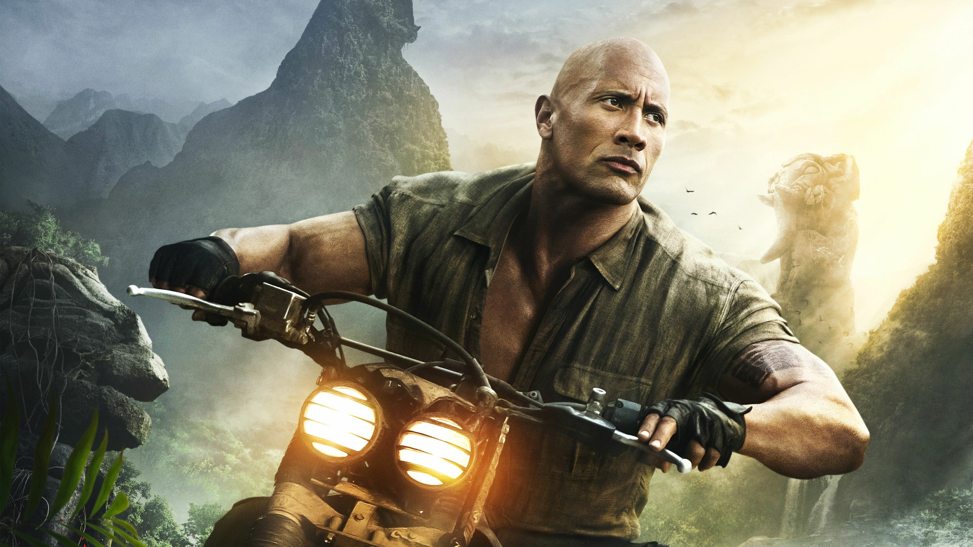 Dwayne Johnson: Jumanji, The Rock, one of the greatest professional wrestlers of all time. 3840x2160 4K Background.