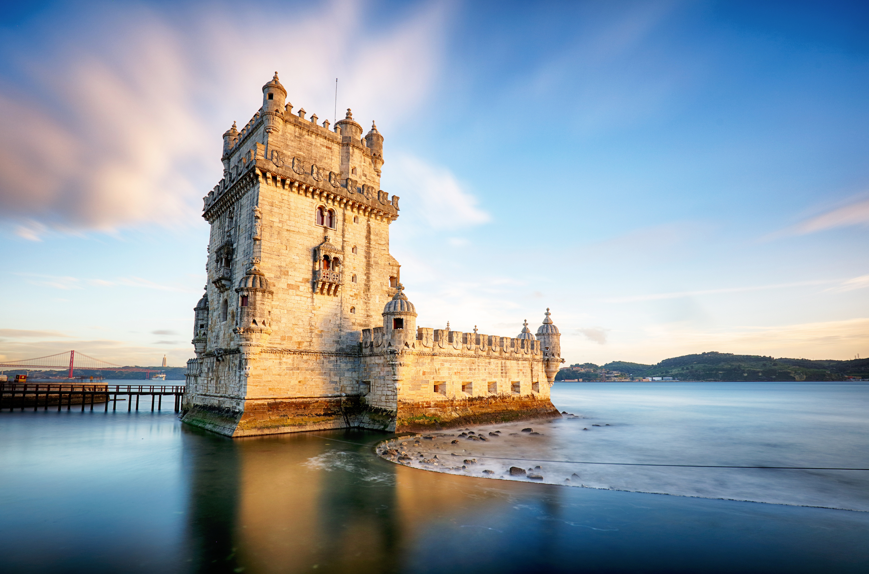 Belem Tower, Lisbon, Fortress, Tagus River, 3000x1990 HD Desktop