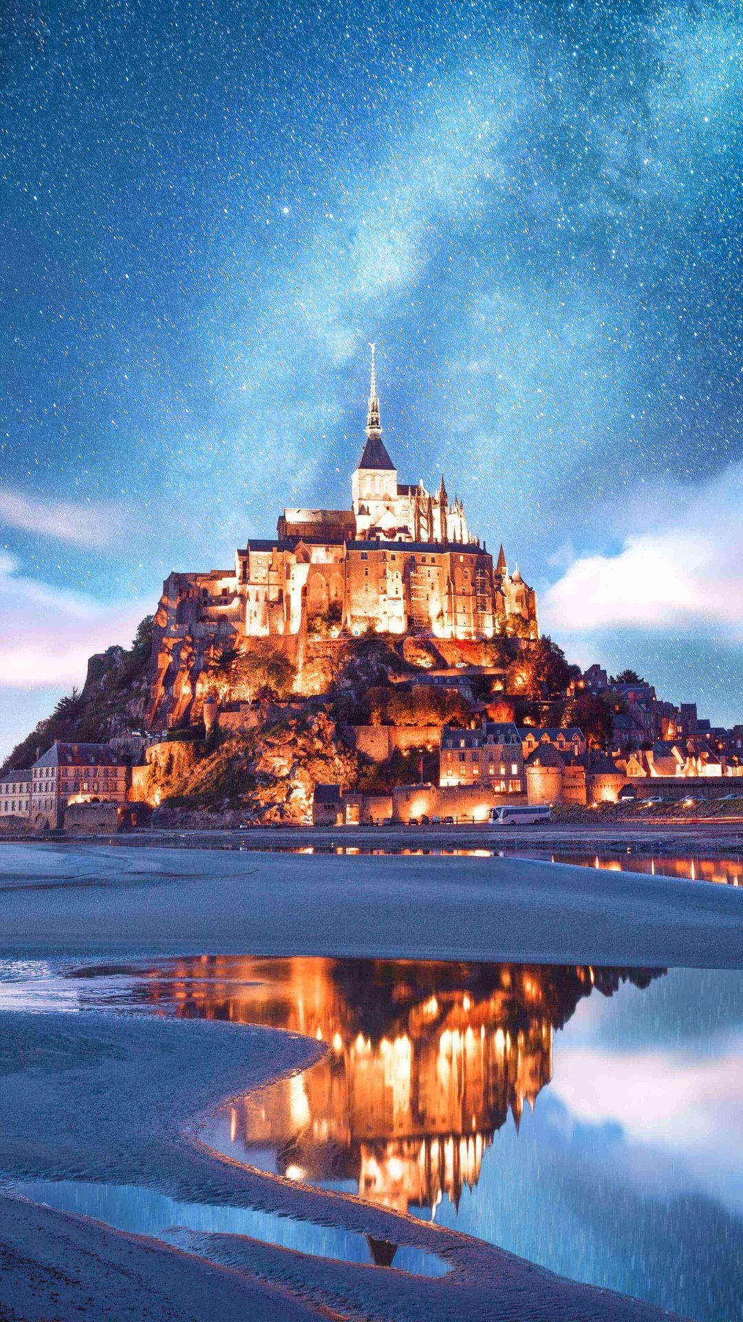 Atemberaubende Aussicht auf Mont Saint Michel, 1080x1920 Full HD Handy