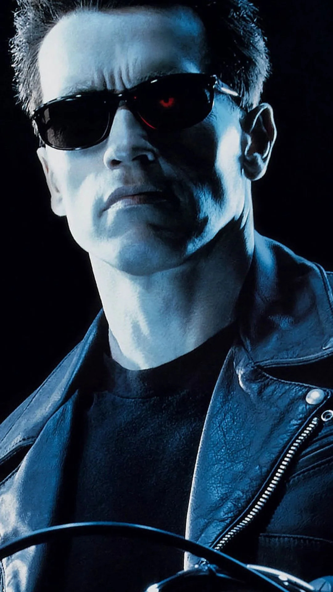 Arnold Schwarzenegger, Terminator wallpapers, Intimidating presence, Futuristic setting, 1080x1920 Full HD Phone
