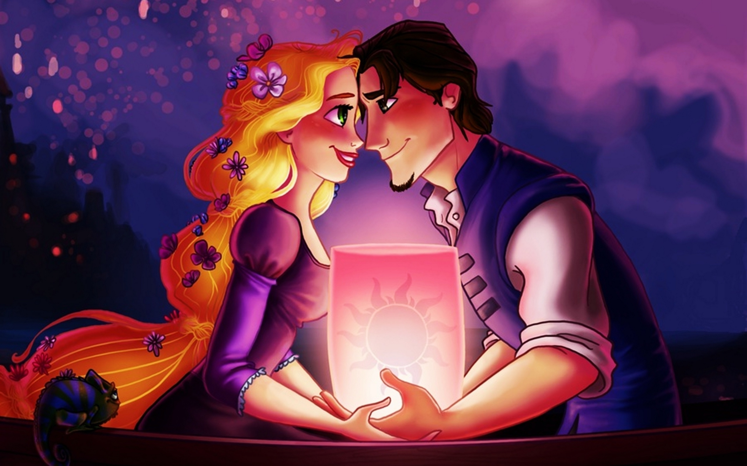 Rapunzel Animation, Tangled movie, Sky and river, Magical lanterns, 2560x1600 HD Desktop