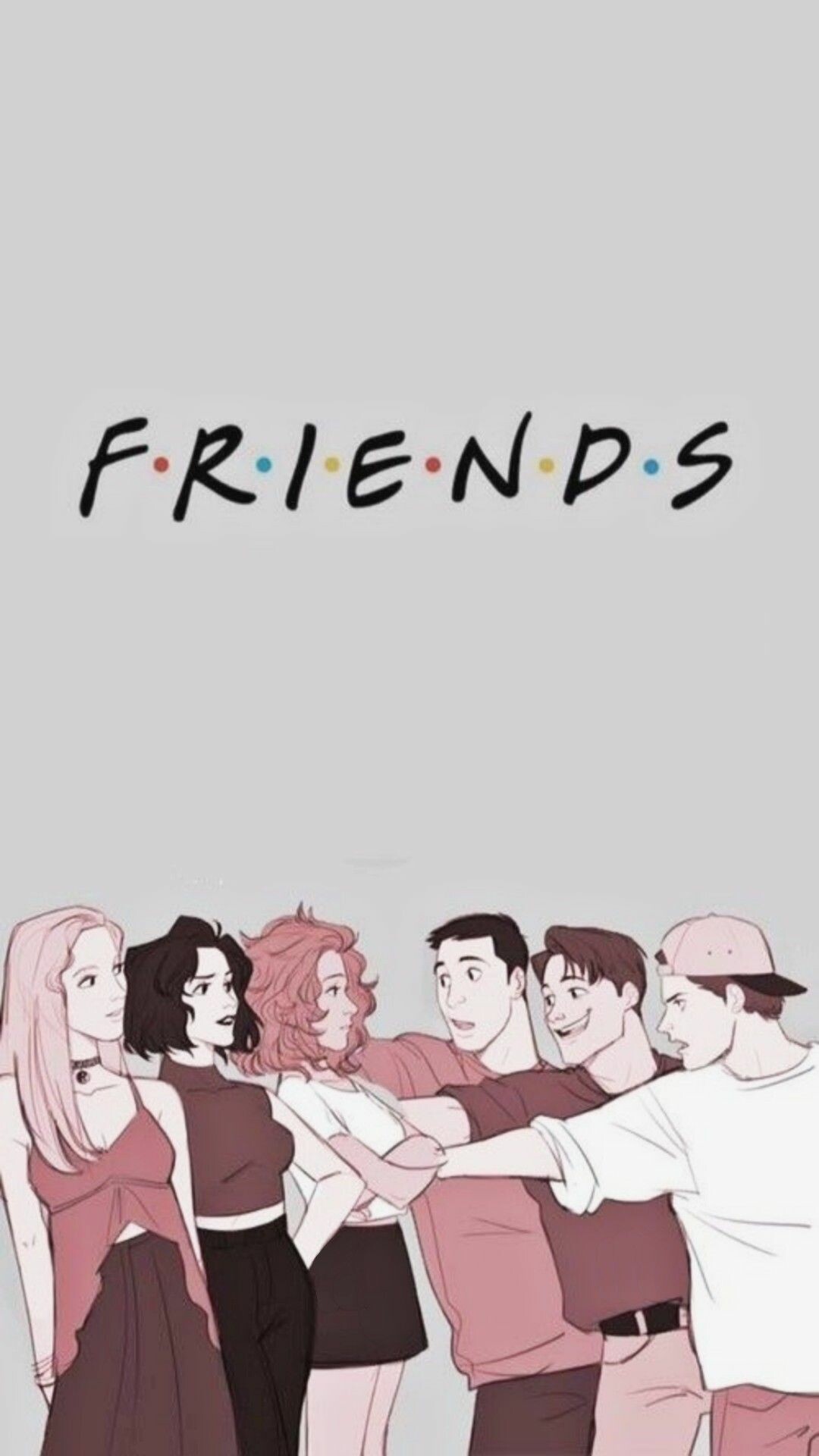 Friends (TV Series): Art, Illustration, TV show, NBC. 1080x1920 Full HD Background.