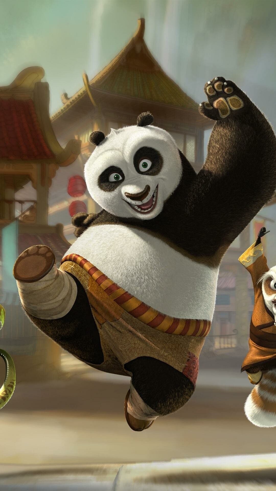 Panda: Master Ping Xiao Po, Black and white bear. 1080x1920 Full HD Background.