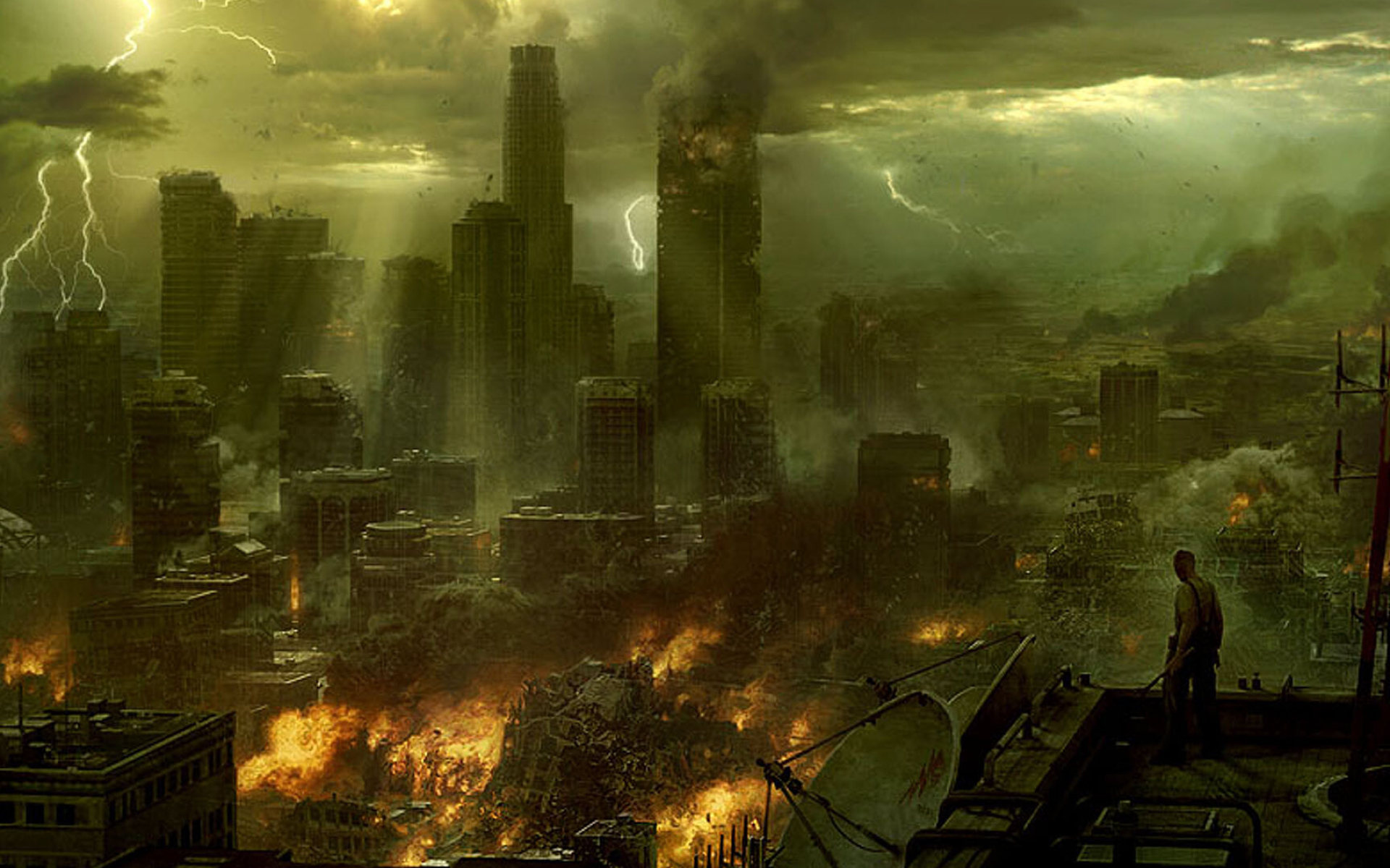 Post-apocalypse: Earth's civilization is collapsing, World-wide disaster. 1920x1200 HD Wallpaper.