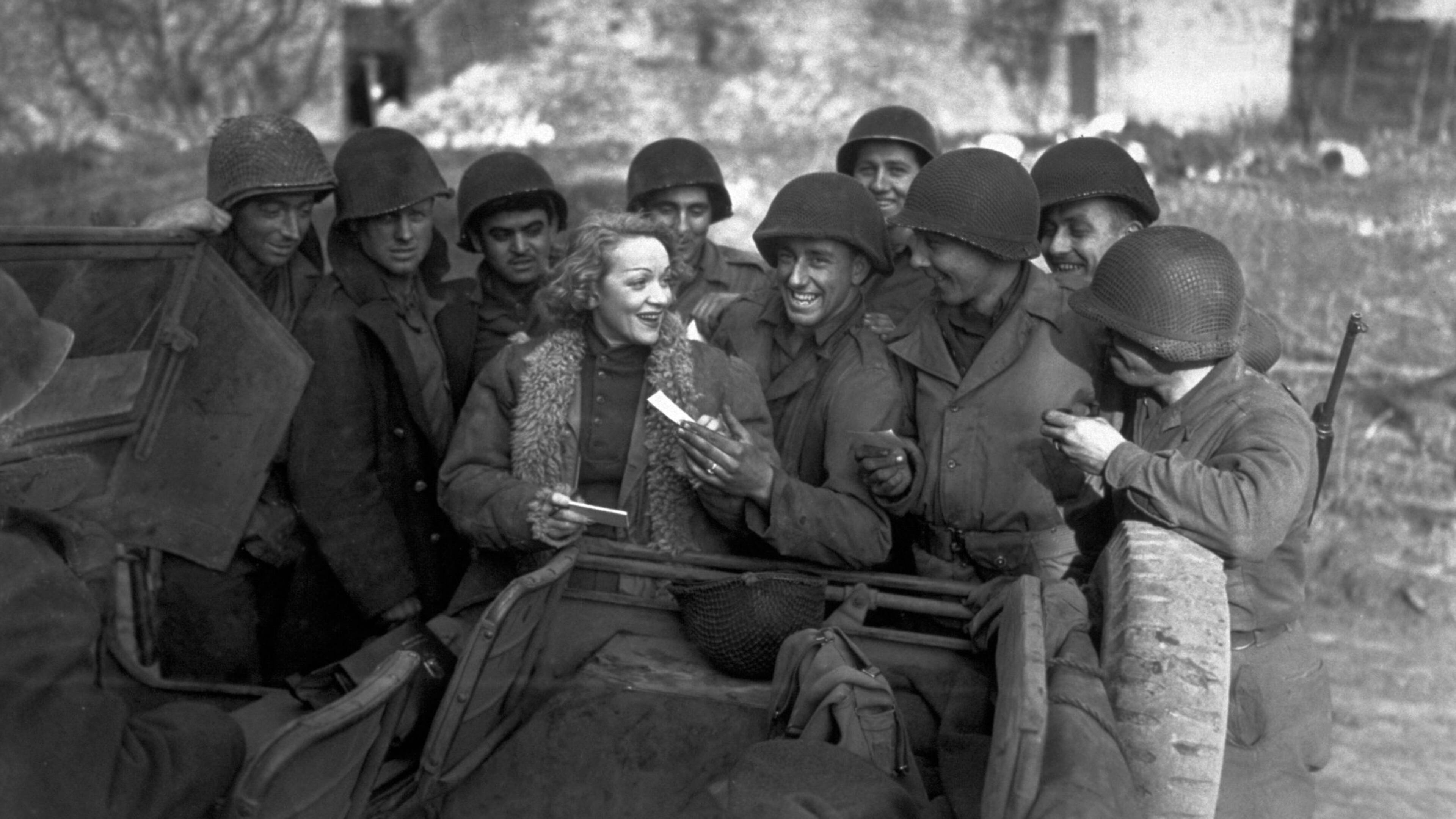 Marlene Dietrich, Liberated troops, 75 years of freedom, Astaire and Baker, 3840x2160 4K Desktop