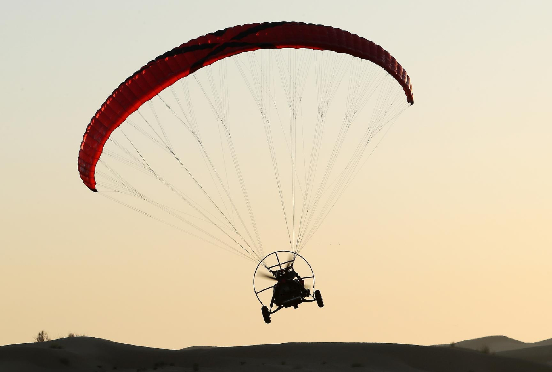 Paramotoring: Wheel launch powered paraglider, Pilot with a passenger. 1920x1300 HD Wallpaper.