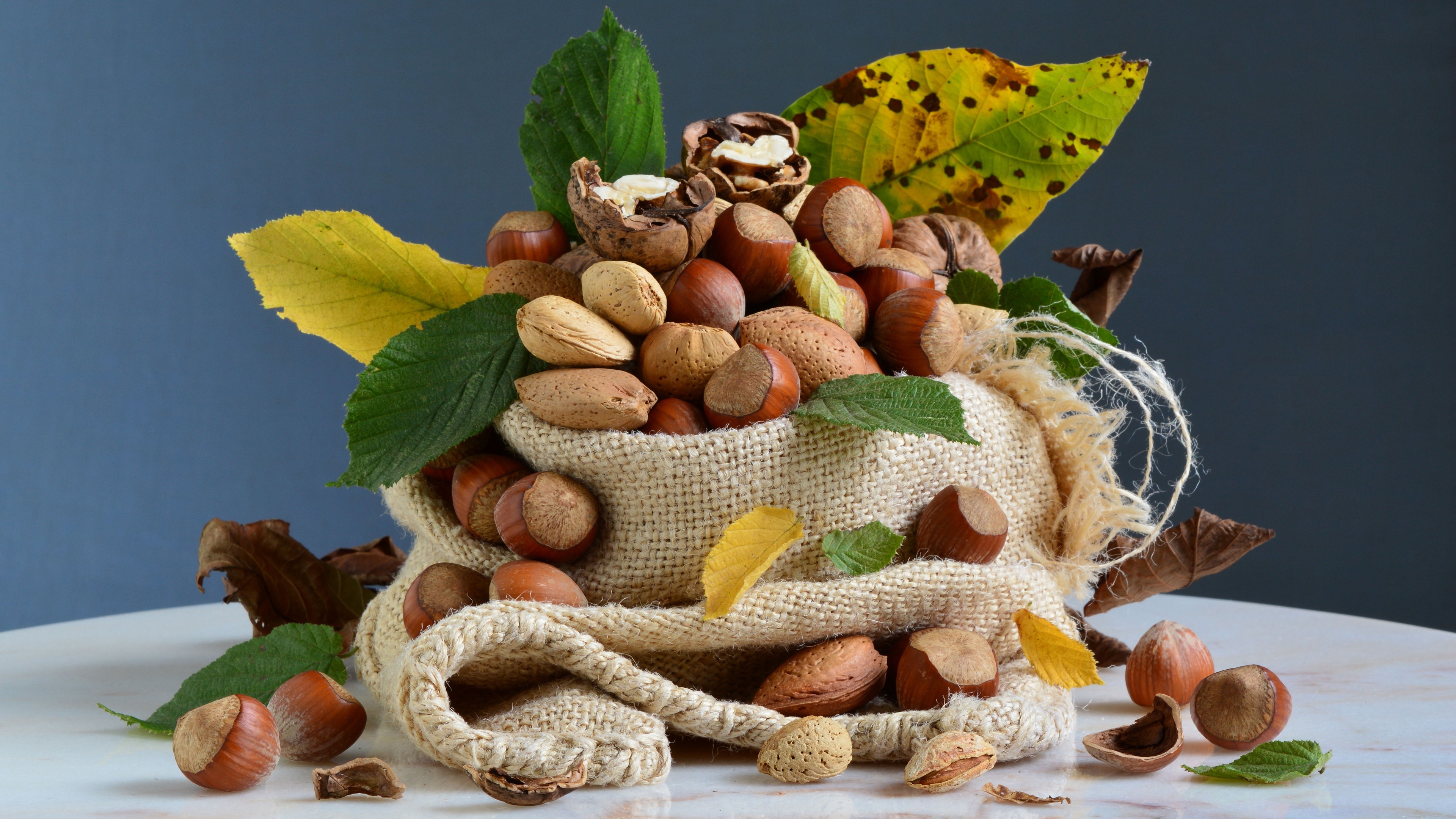 Hazelnuts: Contain alpha-tocopherol, a vitamin E type rich in antioxidants. 3840x2160 4K Wallpaper.