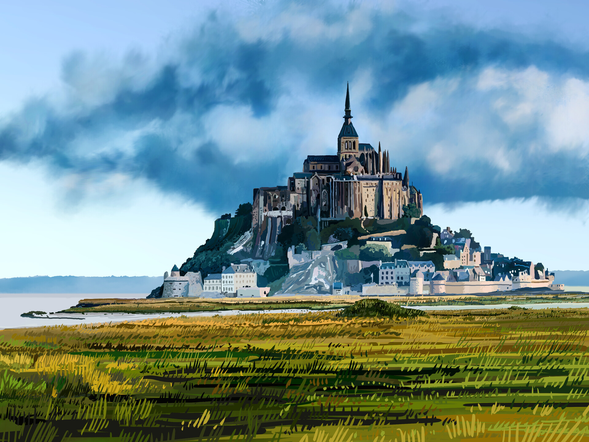Mont St. Michel, Artstation showcase, Digital art, 1920x1450 HD Desktop