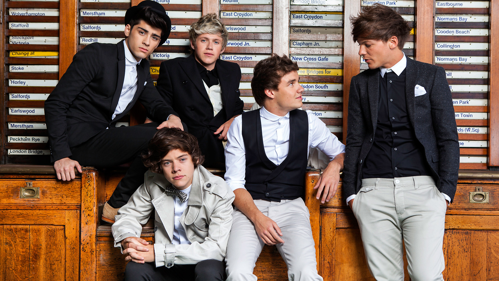One Direction (Band): 1D, Considered teen idols, Subject to fan hysteria. 1920x1080 Full HD Wallpaper.