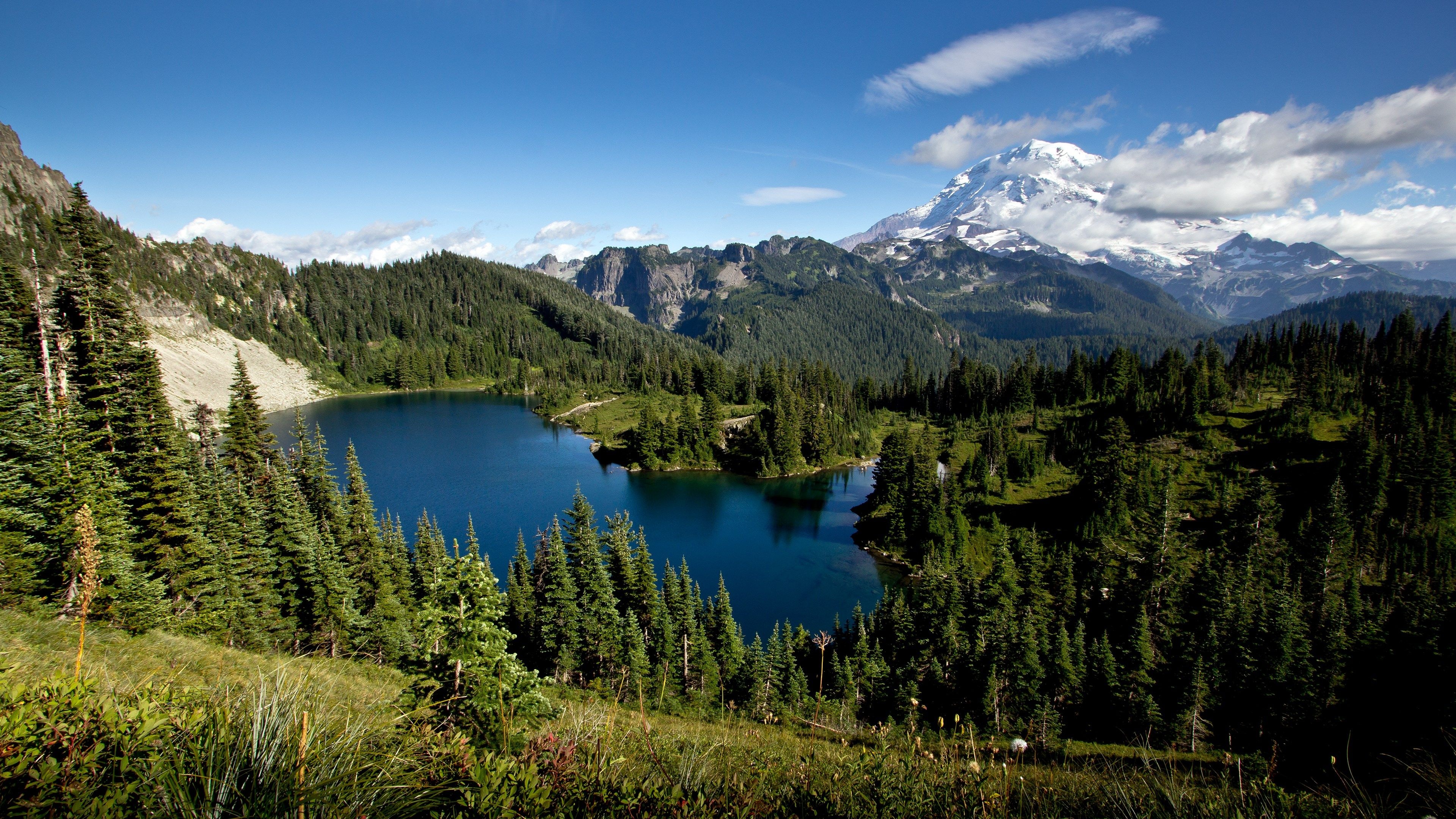 Mount Rainier, Mountain lake, Best hikes, Outdoor adventure, 3840x2160 4K Desktop