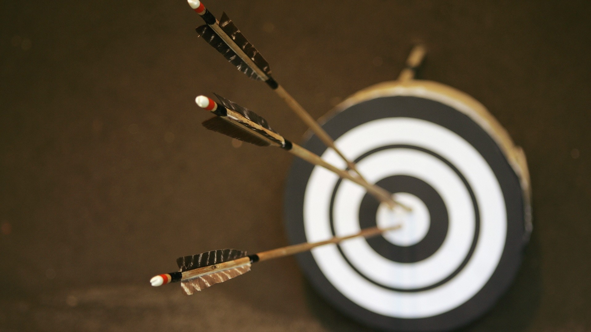 Archery: Black and white target, Arrow shooting sport. 1920x1080 Full HD Wallpaper.
