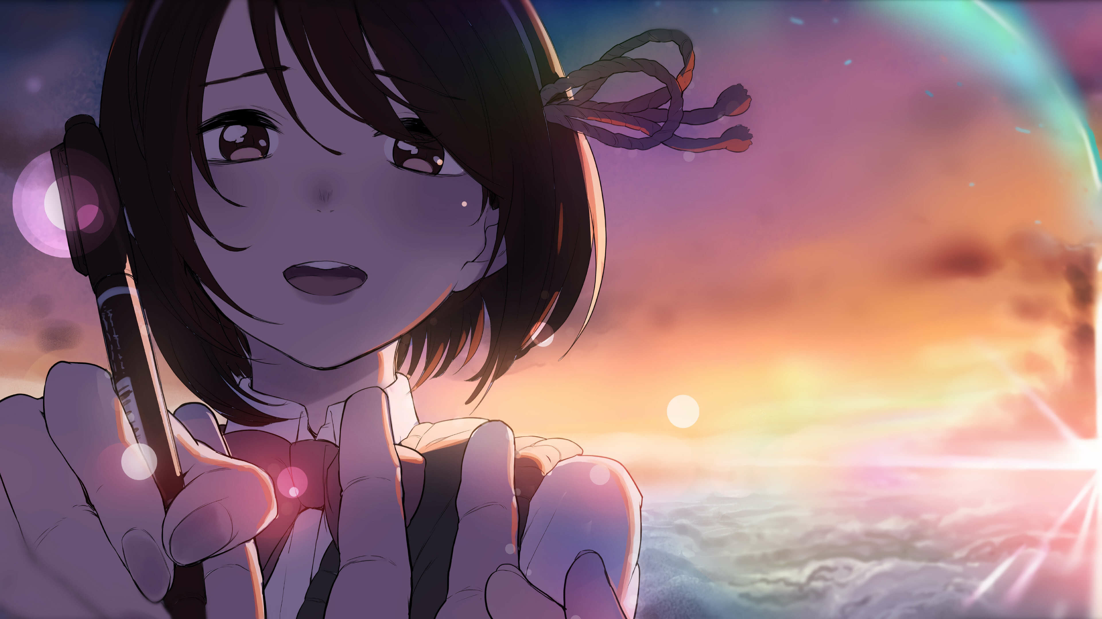 Your Name: Mitsuha Miyamizu, a 17-year old high-school student living in a small rural town called Itomori. 3840x2160 4K Background.
