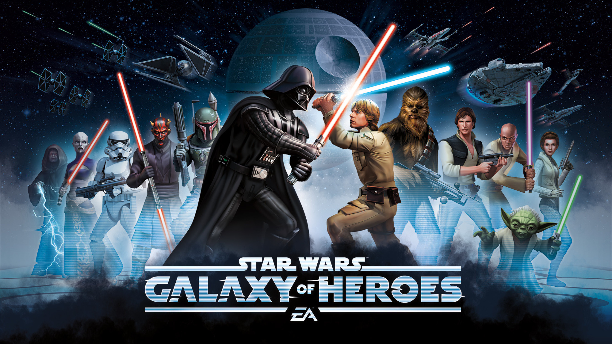 Star Wars: Galaxy of Heroes: RPG, The fantasy of collecting characters and starfighters. 2050x1160 HD Wallpaper.