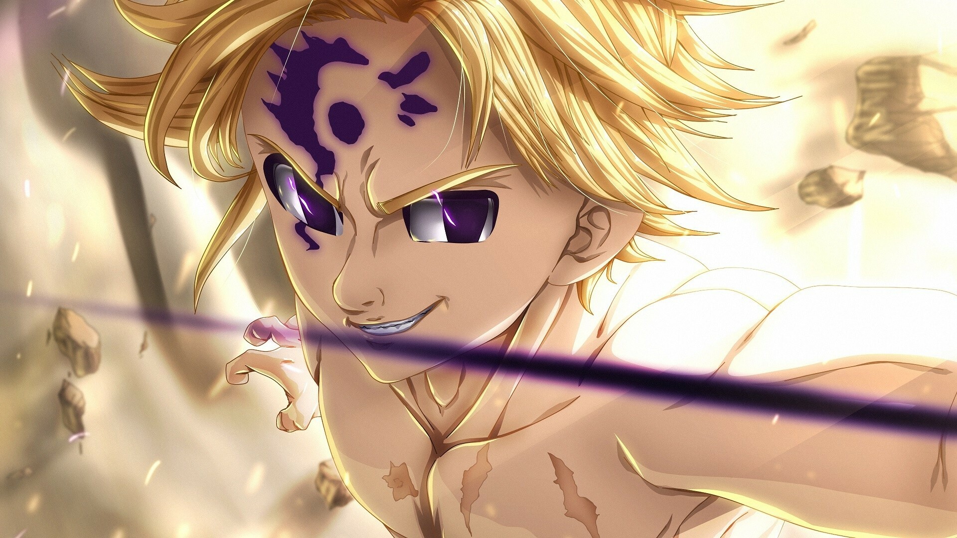 The Seven Deadly Sins: Meliodas, the son of the Demon King and original leader of the Ten Commandments. 1920x1080 Full HD Background.