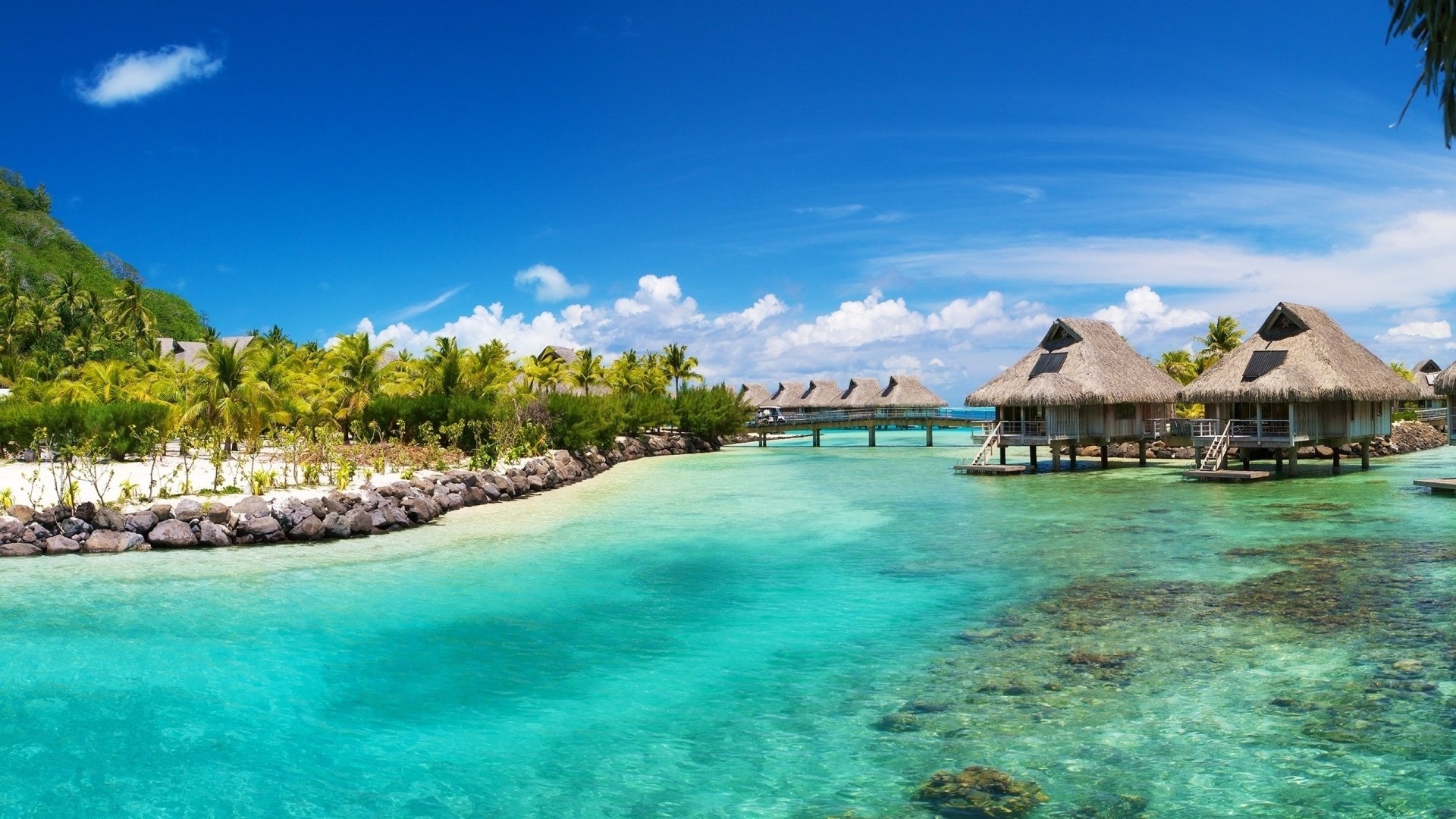 Bora Bora, HD wallpapers, Serene background, Tropical paradise, 1920x1080 Full HD Desktop