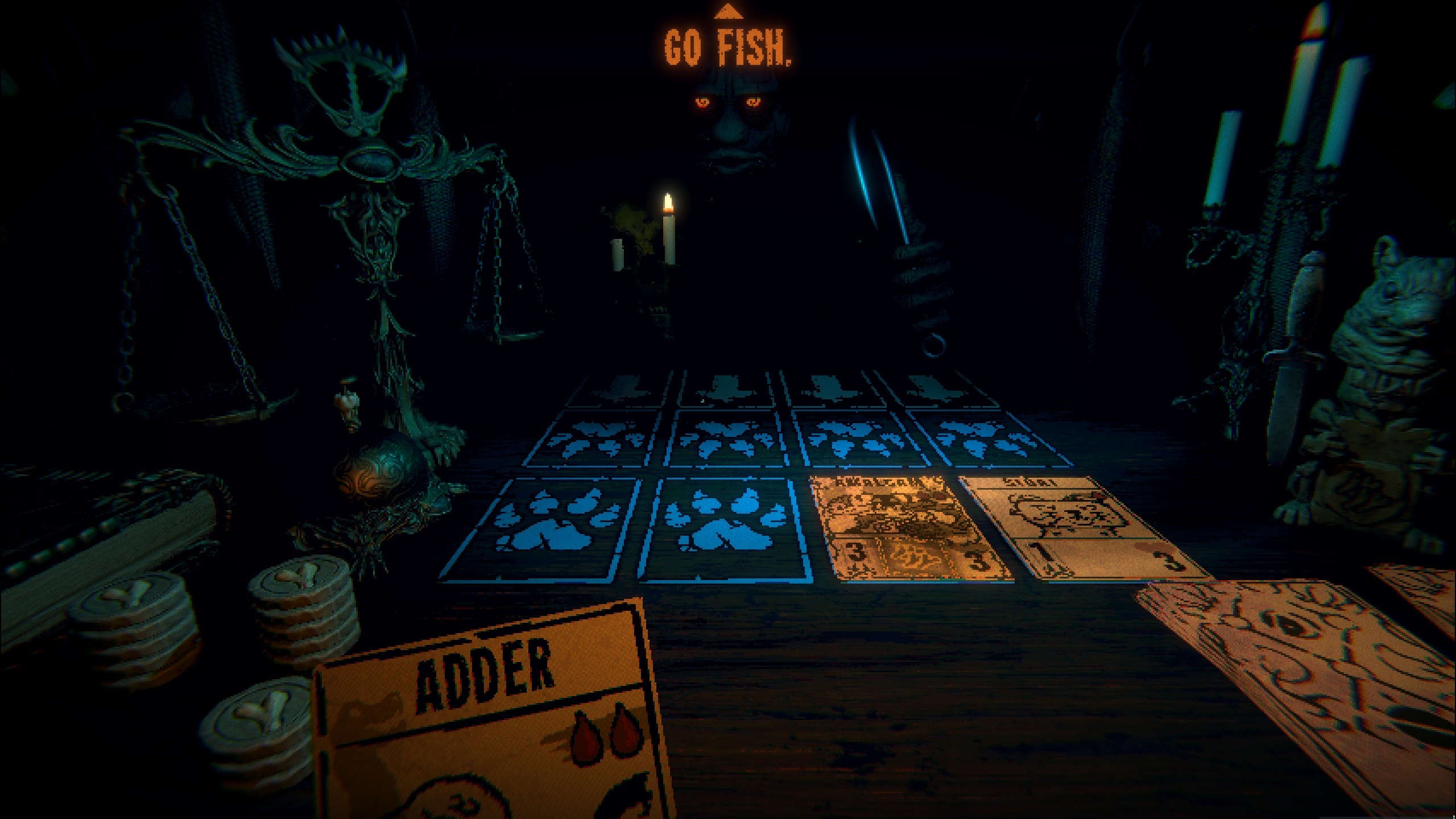 Inscryption, Mysterious card game, Intriguing puzzles, Dark storyline, 2560x1440 HD Desktop