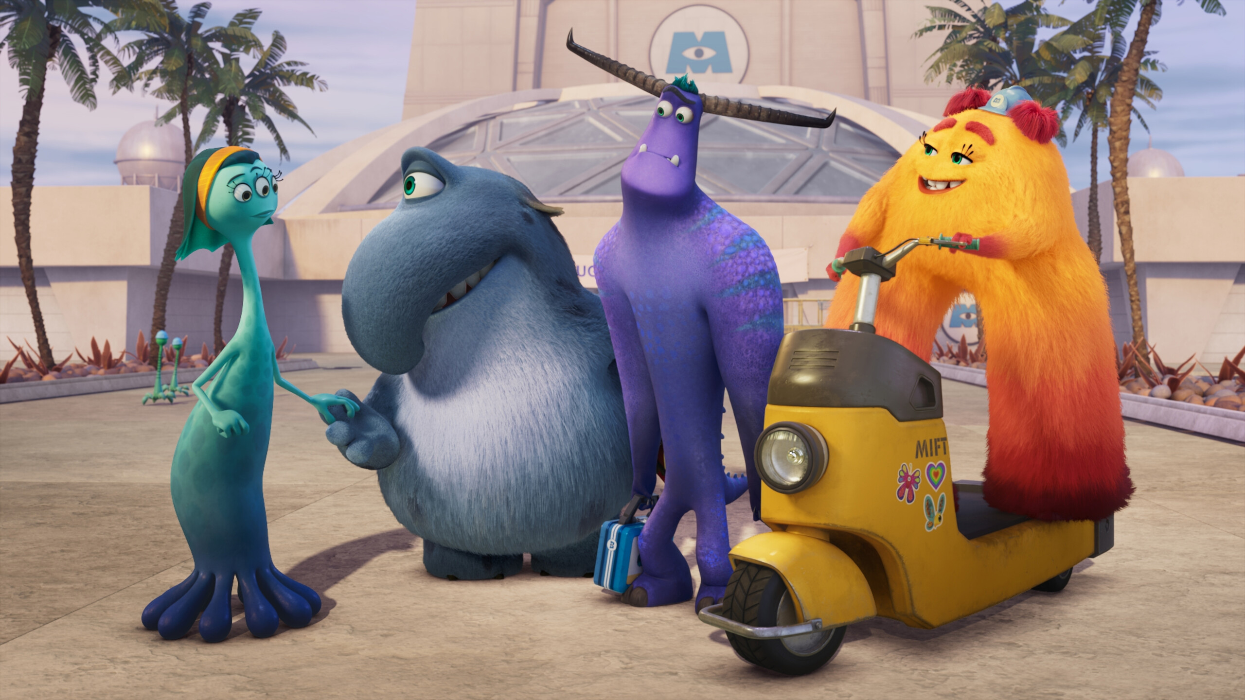 Monsters at Work: Series debuted on Disney+ on July 7, 2021, as part of the Monsters, Inc. media franchise. 2560x1440 HD Background.