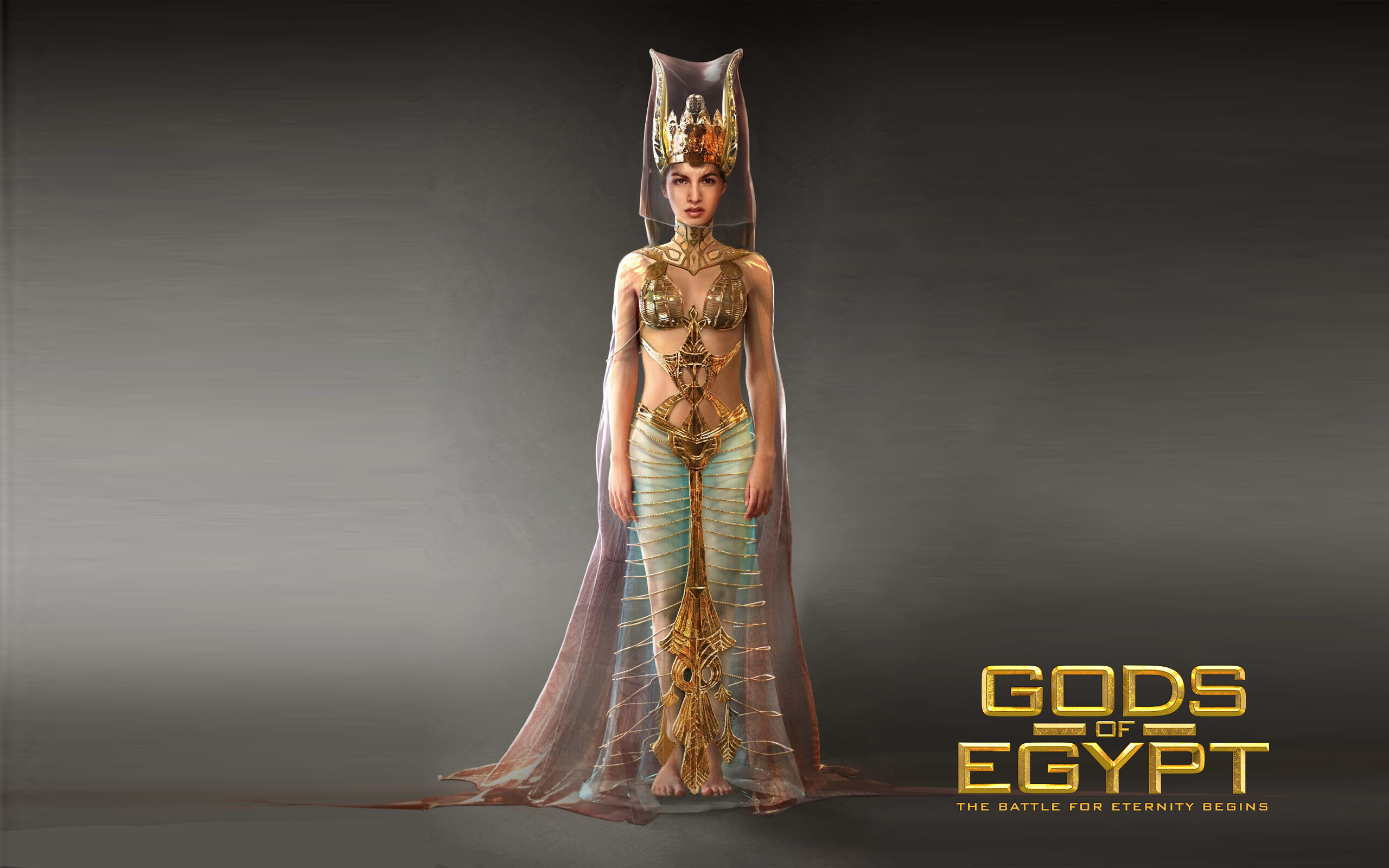 Gods of Egypt (Movie): Hathor, Golden deity of love sexuality, and maternal care, Elodie Yung. 2560x1600 HD Wallpaper.