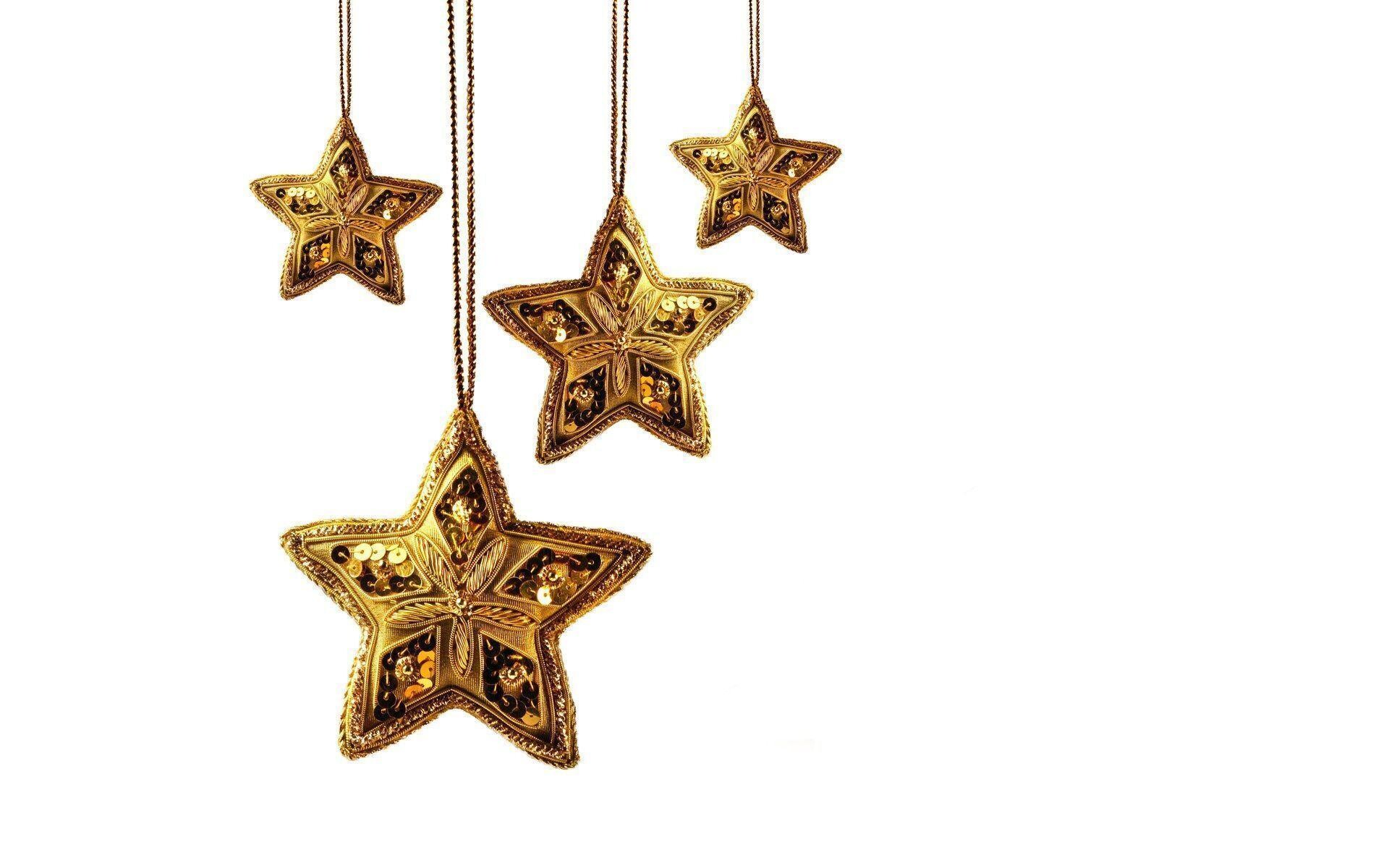 Gold Star: Christmas hand-embroidered decorations, Threading on a lace and hanging from the ceiling. 1920x1200 HD Wallpaper.