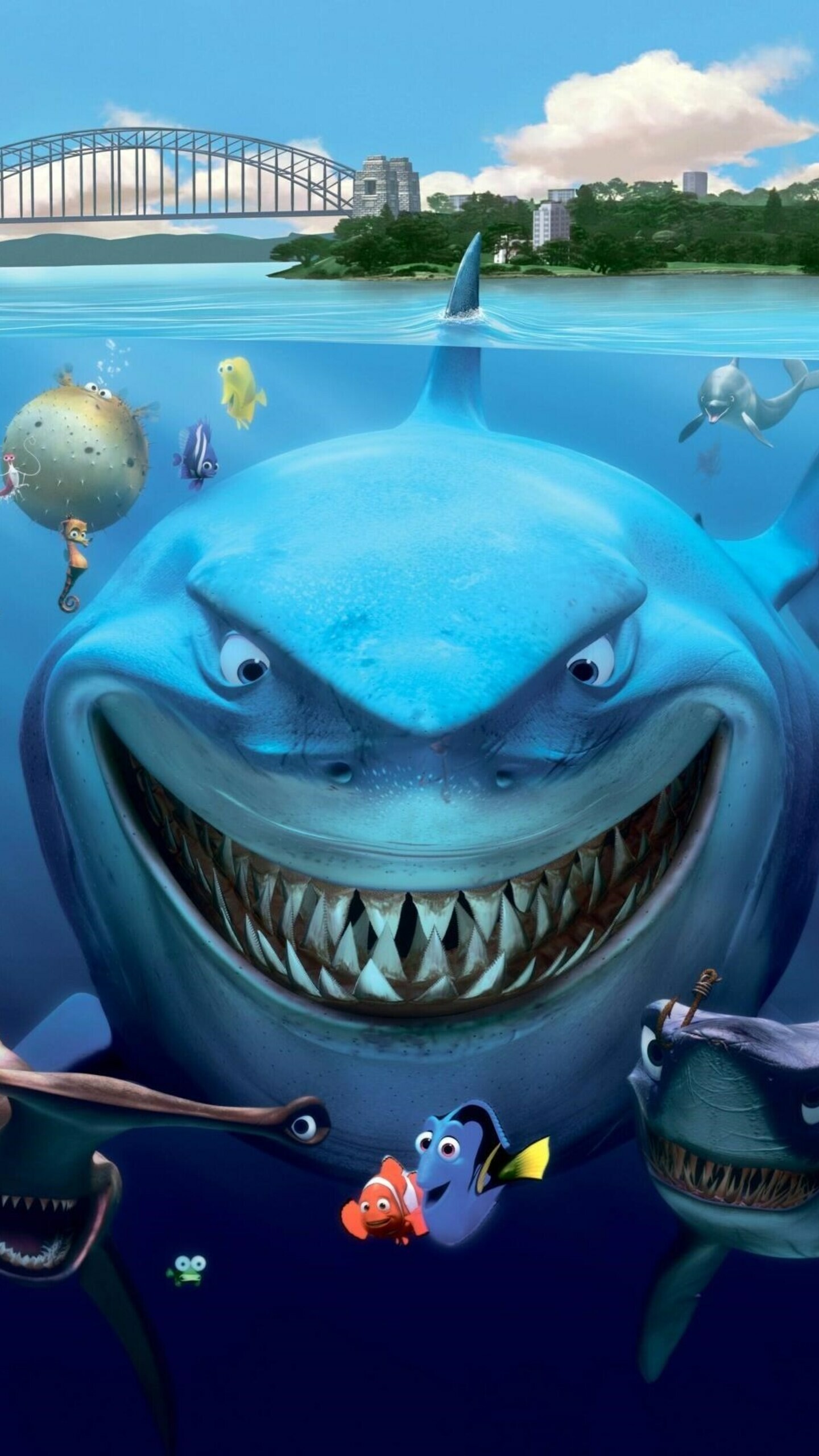 Finding Nemo: Bruce, The great white shark. 1440x2560 HD Background.