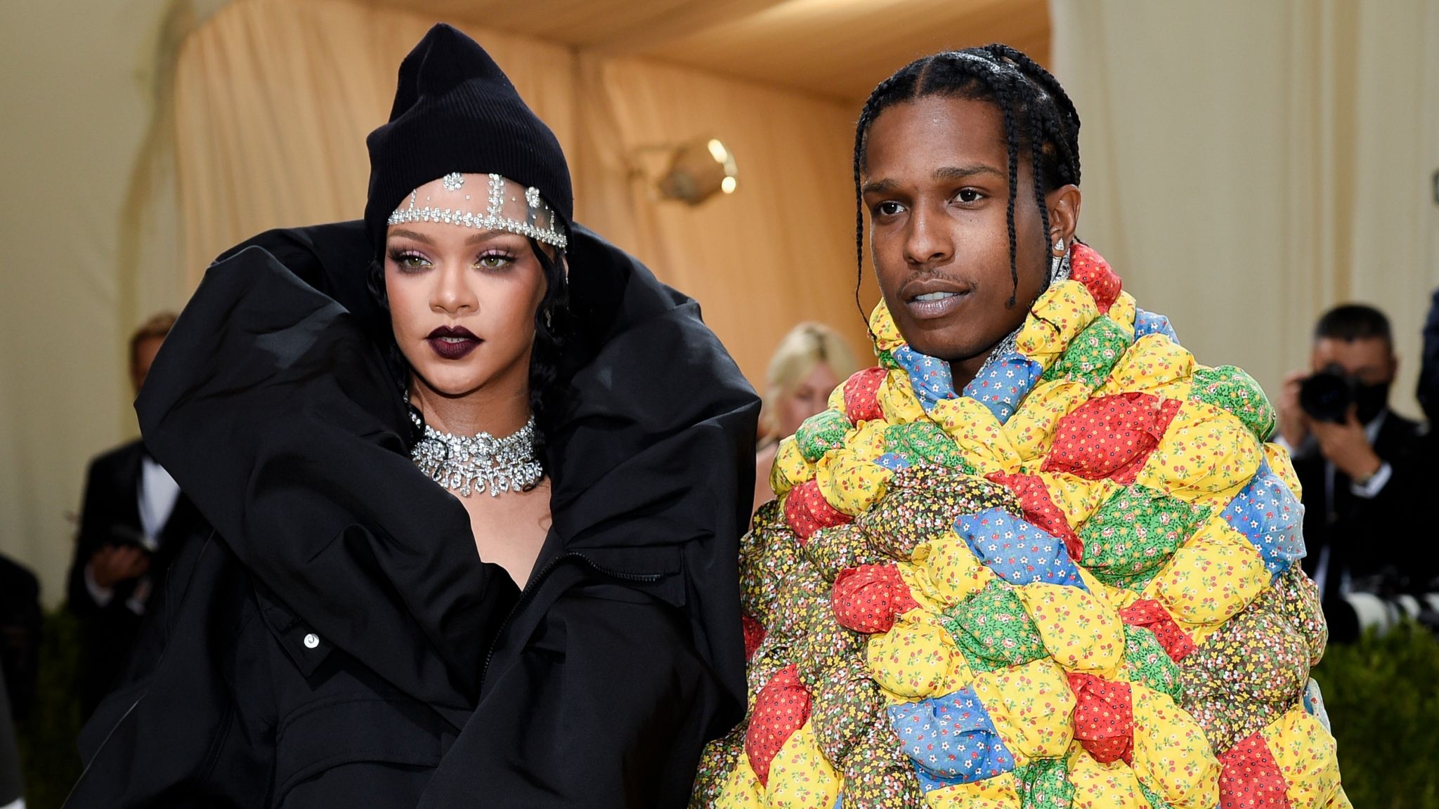Rihanna and ASAP Rocky: Star couple, welcomed a son in May 2022. 2050x1160 HD Background.