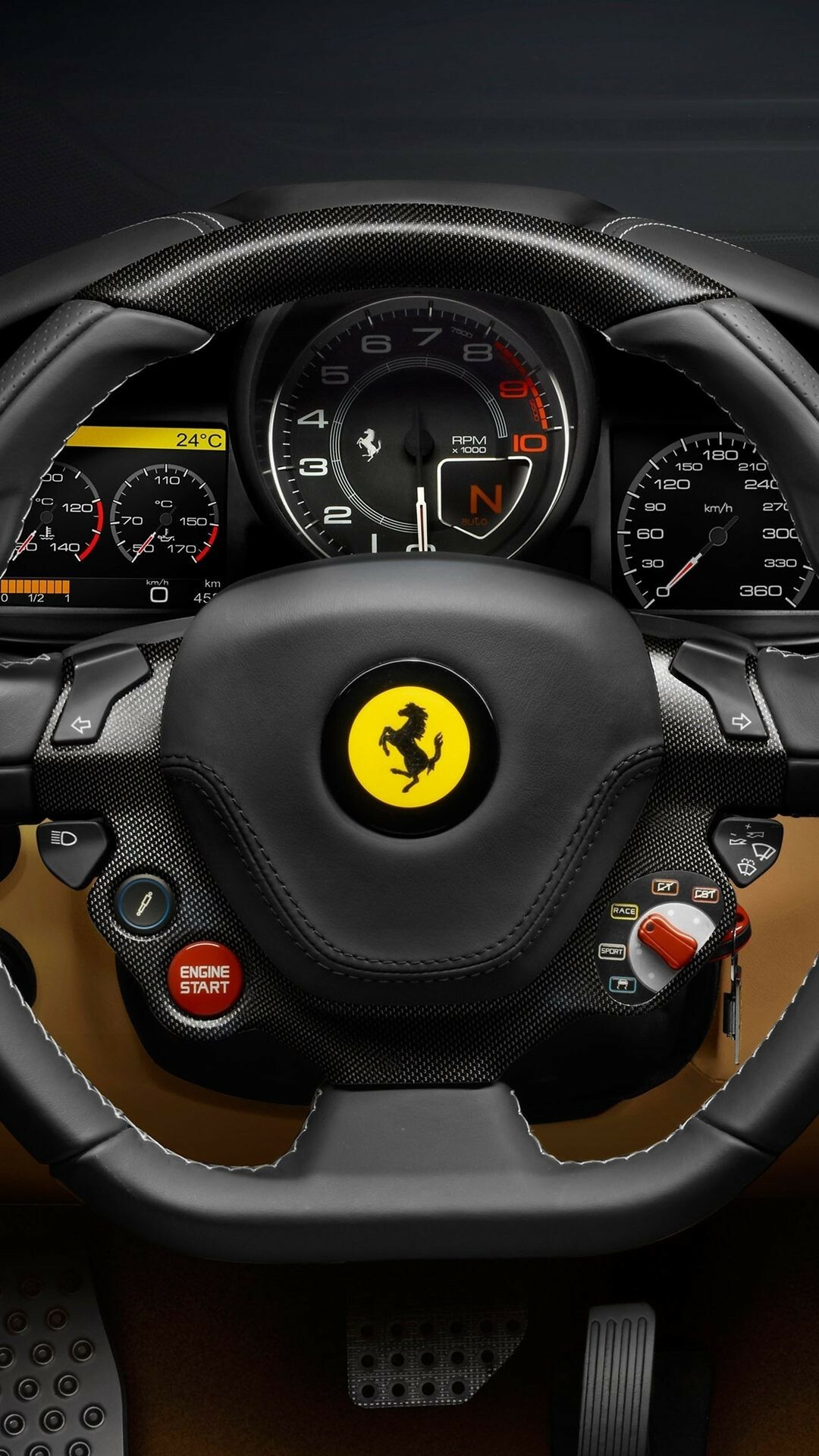 Ferrari: An Italian automobile company that makes fast luxurious automobile. 1080x1920 Full HD Background.
