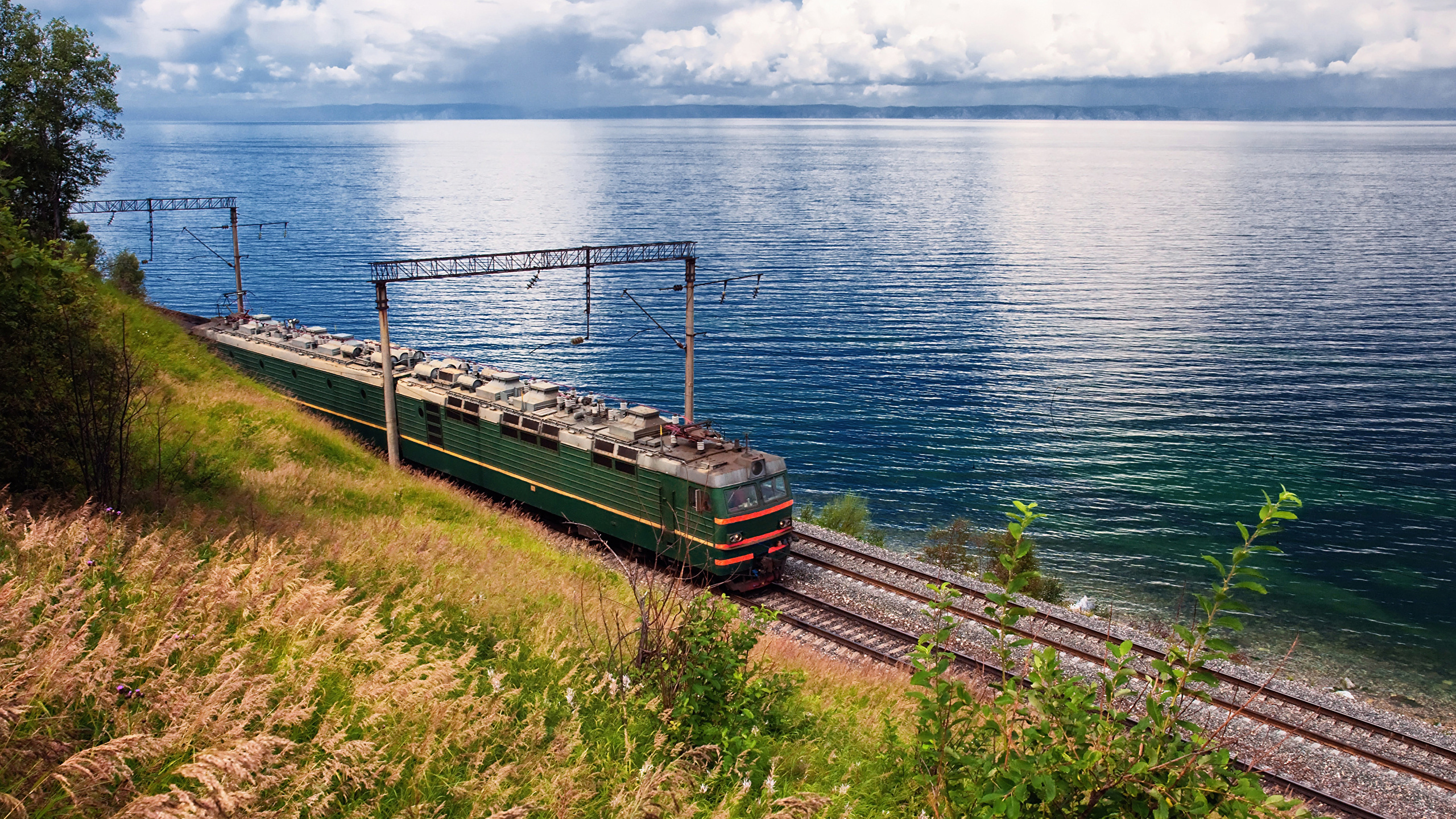 Russia's railways, Baikal's charm, Scenic wonders, Wallpaper bliss, 2560x1440 HD Desktop