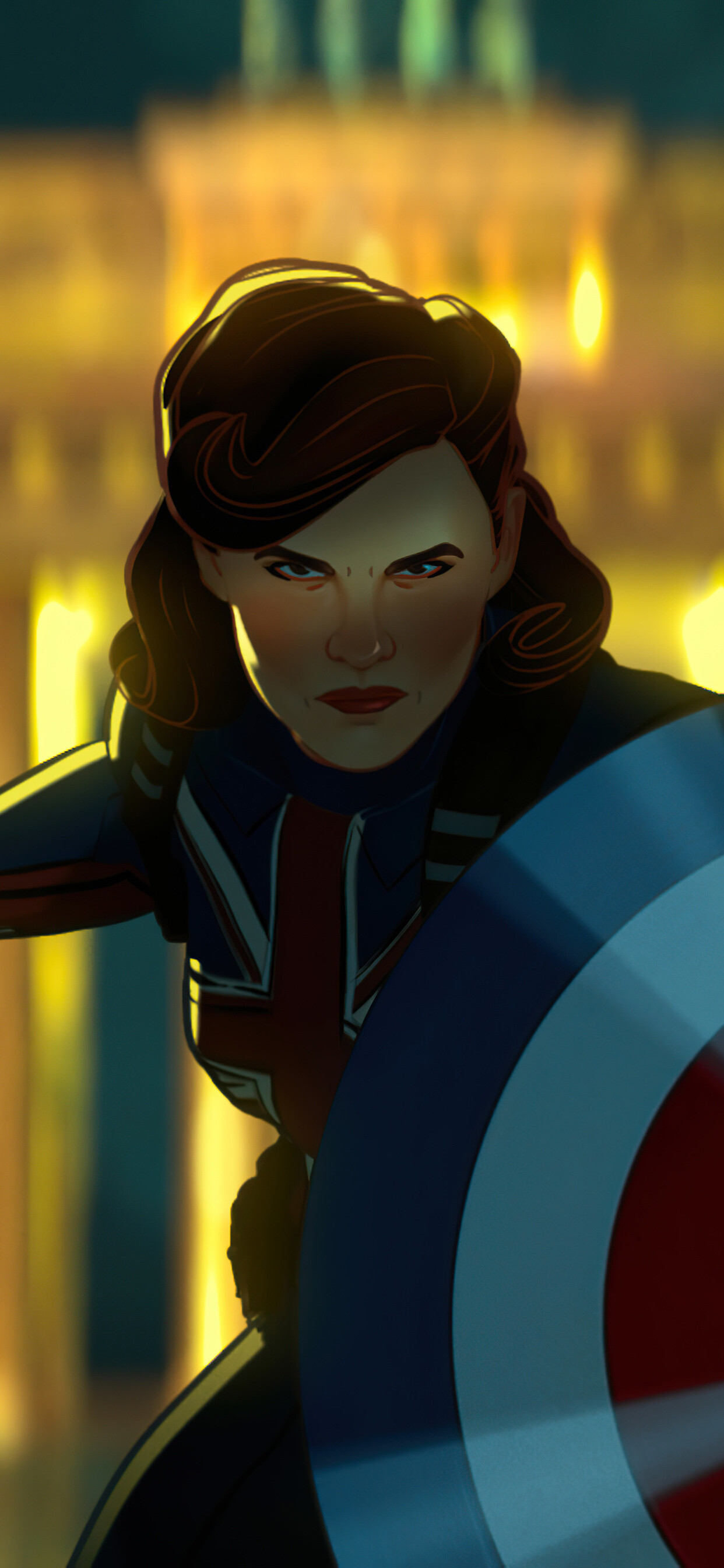 What If...?: Peggy Carter as Captain America in Marvel TV series. 1250x2690 HD Background.