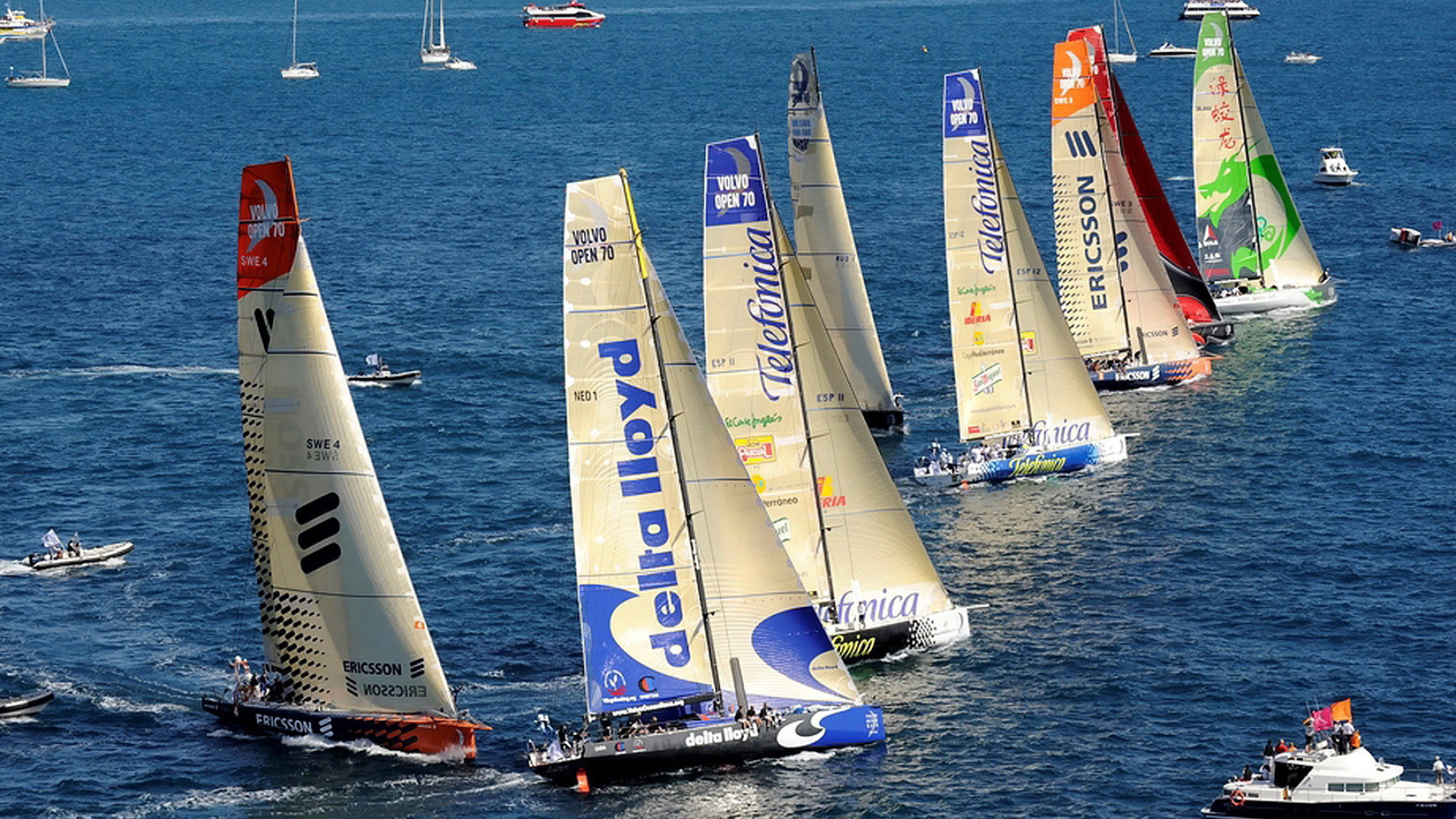 Yacht Racing: A competition between crews of people in sailboats, Sail, Regatta, Windsports. 1920x1080 Full HD Wallpaper.