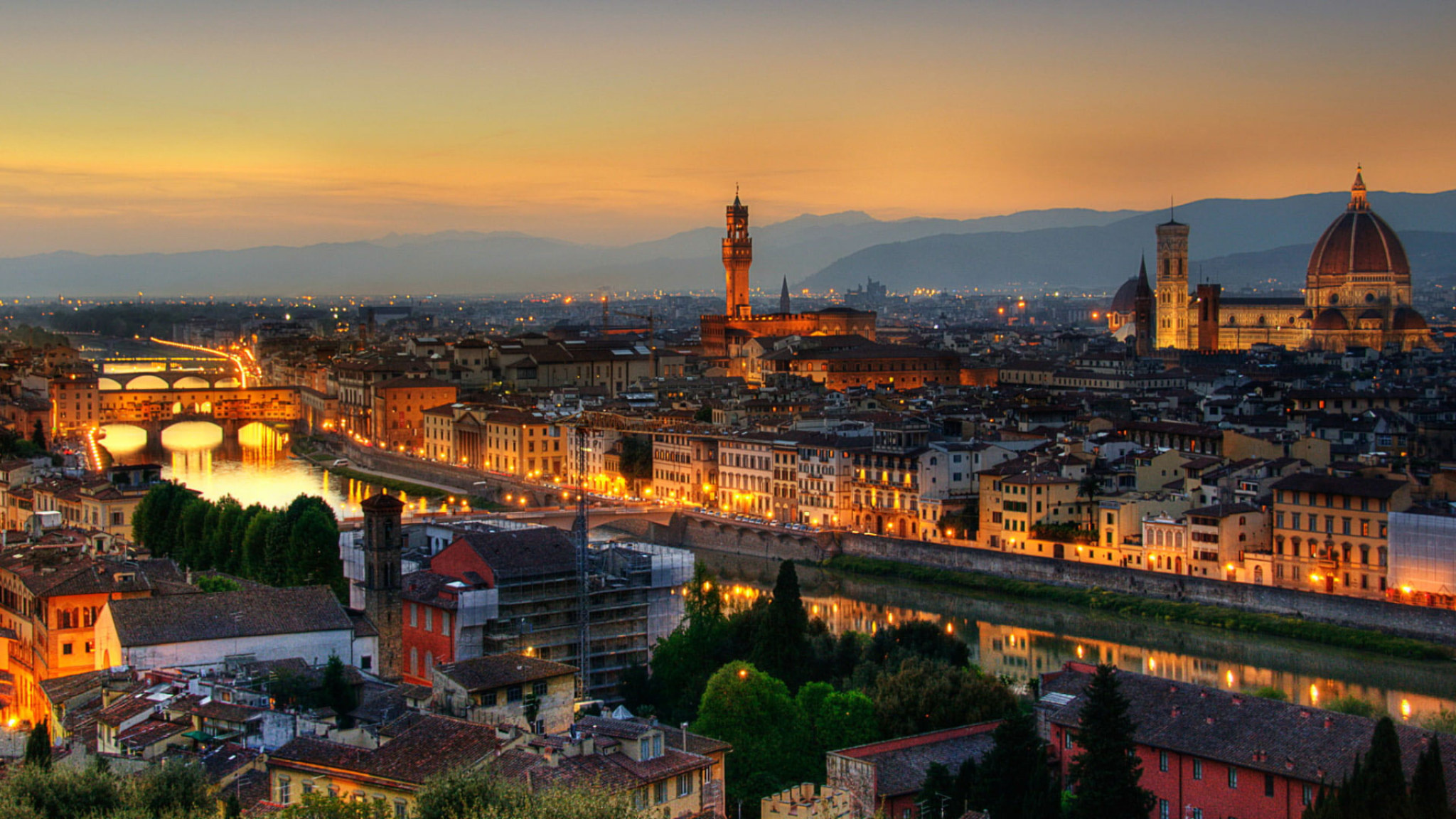 Florence: City in Italy, Renown for its cultural and academic significance, Cathedral. 2050x1160 HD Background.