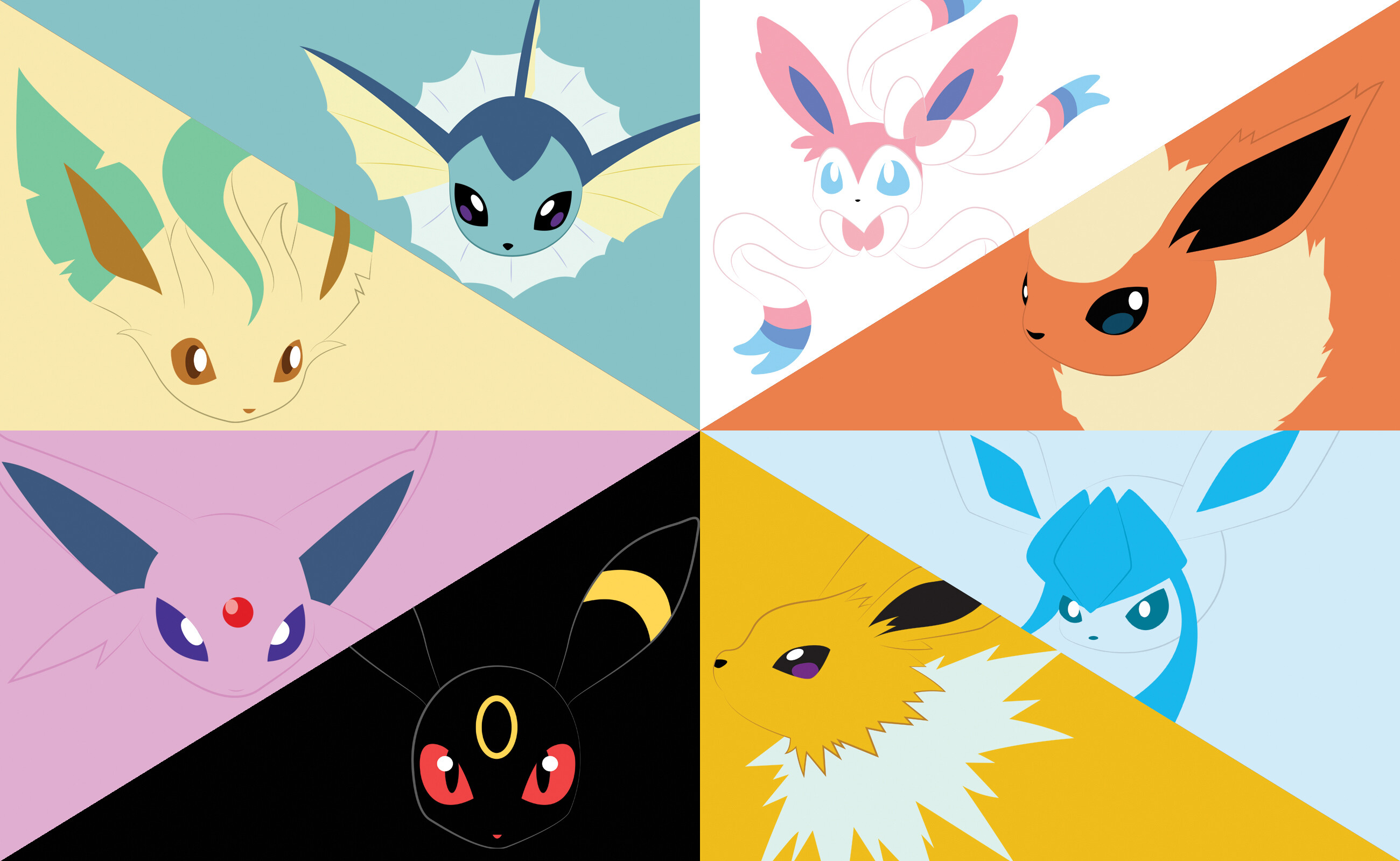 Glaceon: Eevee evolutions, A total of 8 Pokemon in the Eevee family, Fictional creatures. 2600x1600 HD Wallpaper.