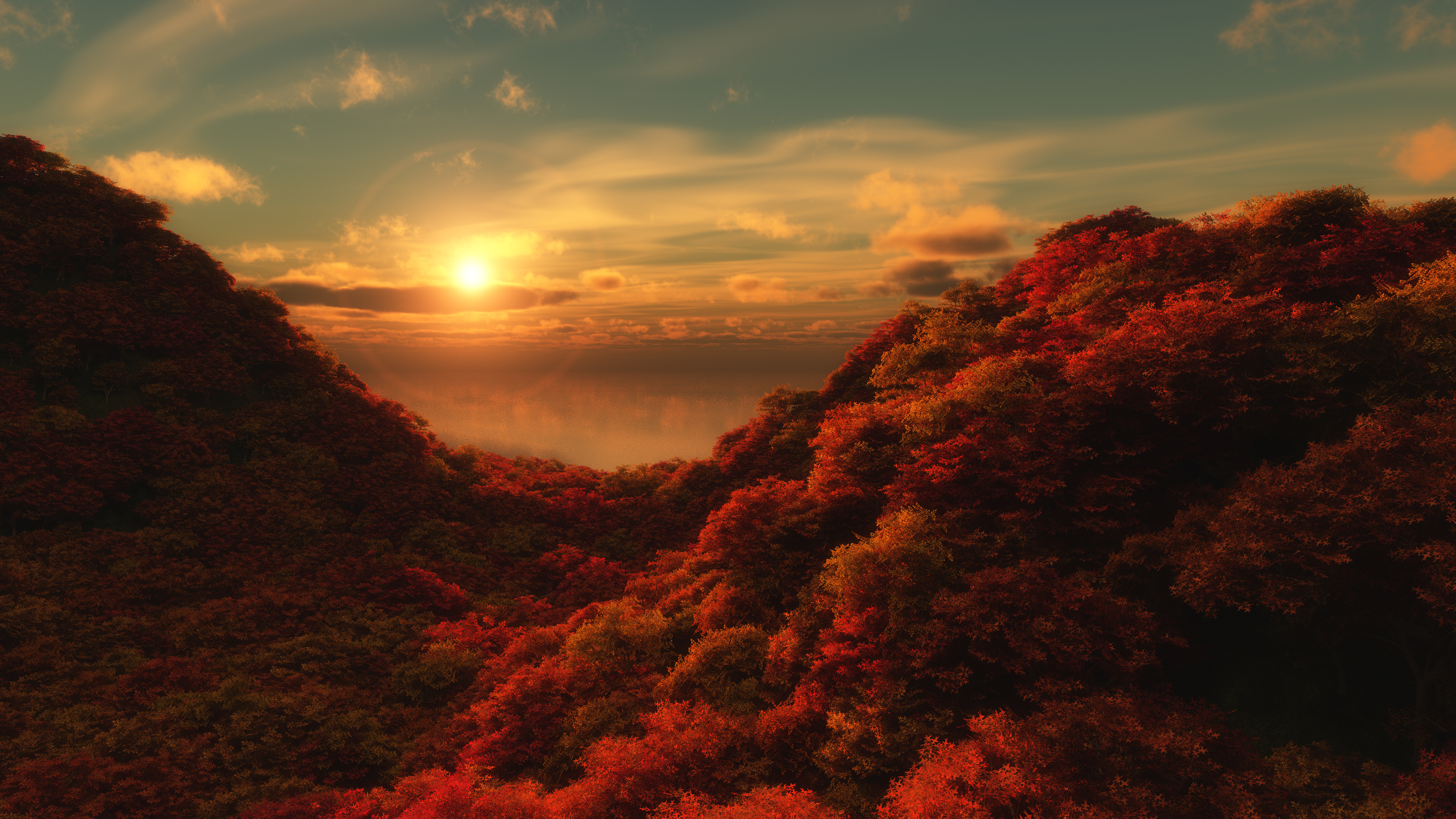 Amber leaves, Rustic charm, Harvest season, Crisp air, Twilight glow, 3840x2160 4K Desktop